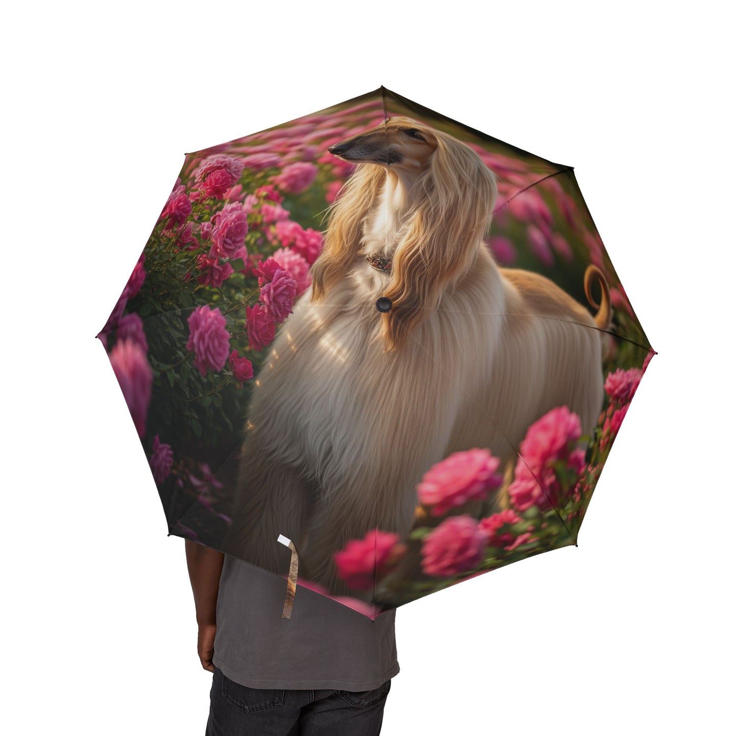 Afghan Hound Semi-Automatic Foldable Umbrella