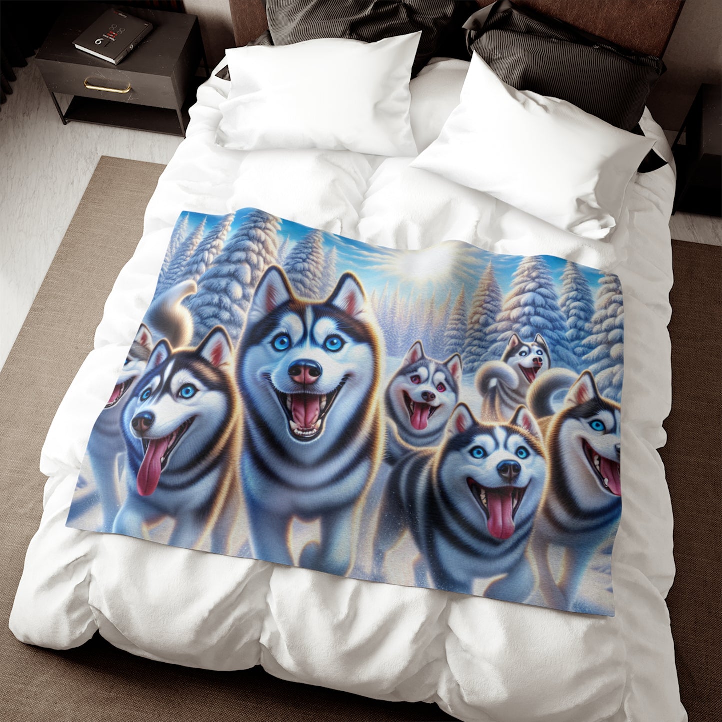 Manta de sudadera con diseño de husky siberiano