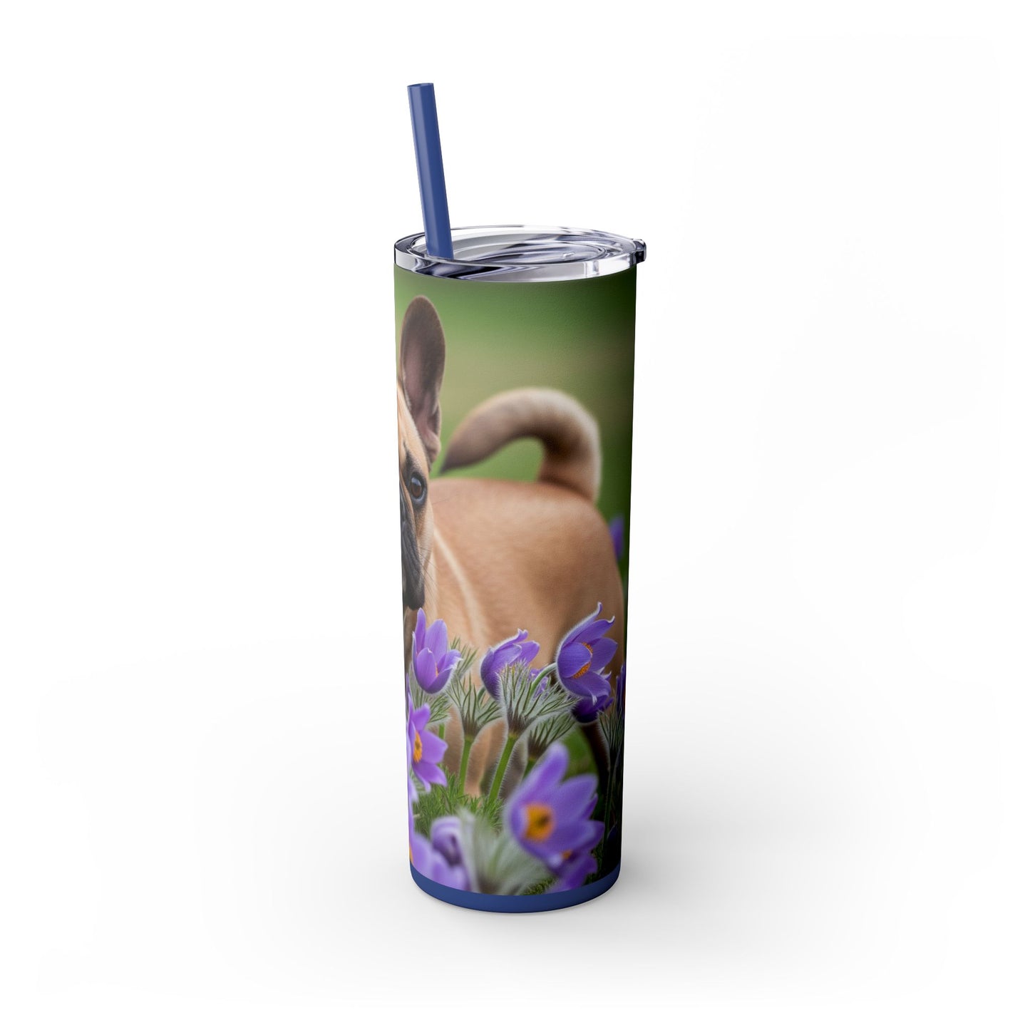French Bulldog Skinny Tumbler with Straw, 20oz