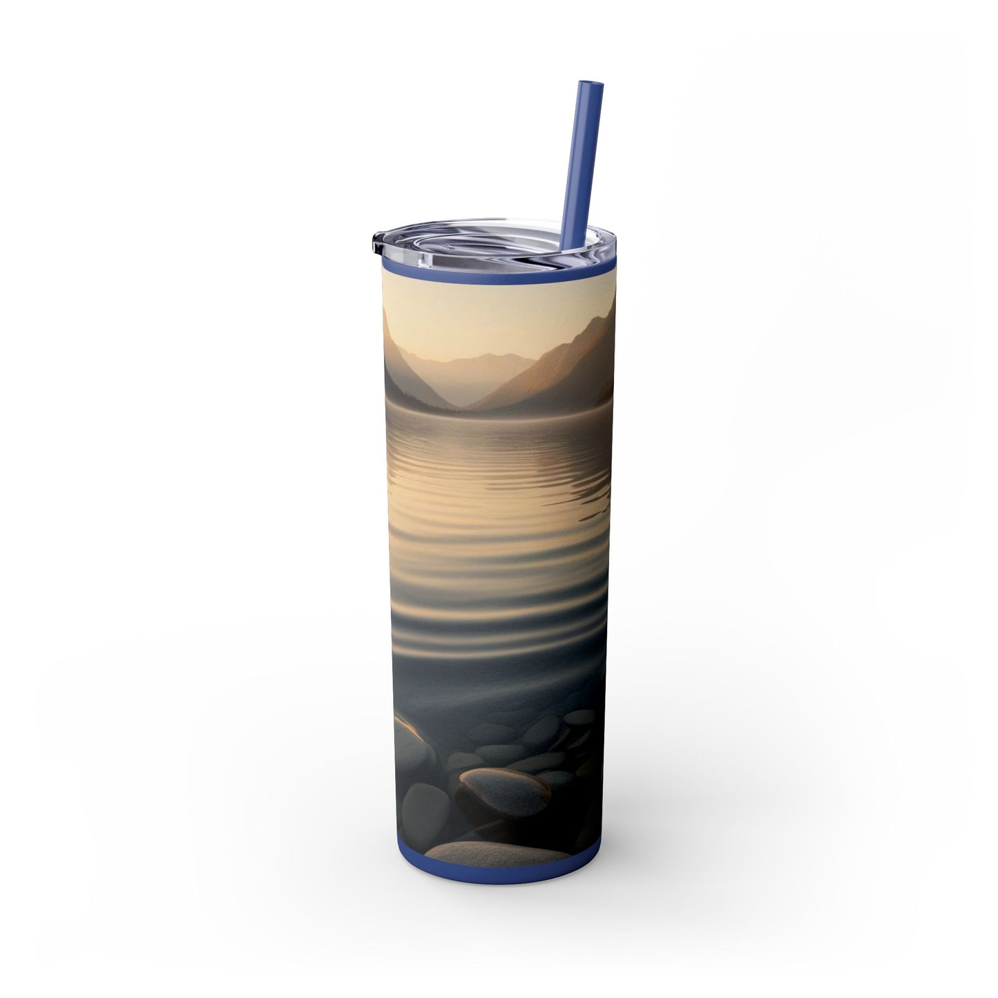 Ripple in a Mountain Lake Skinny Tumbler with Straw, 20oz