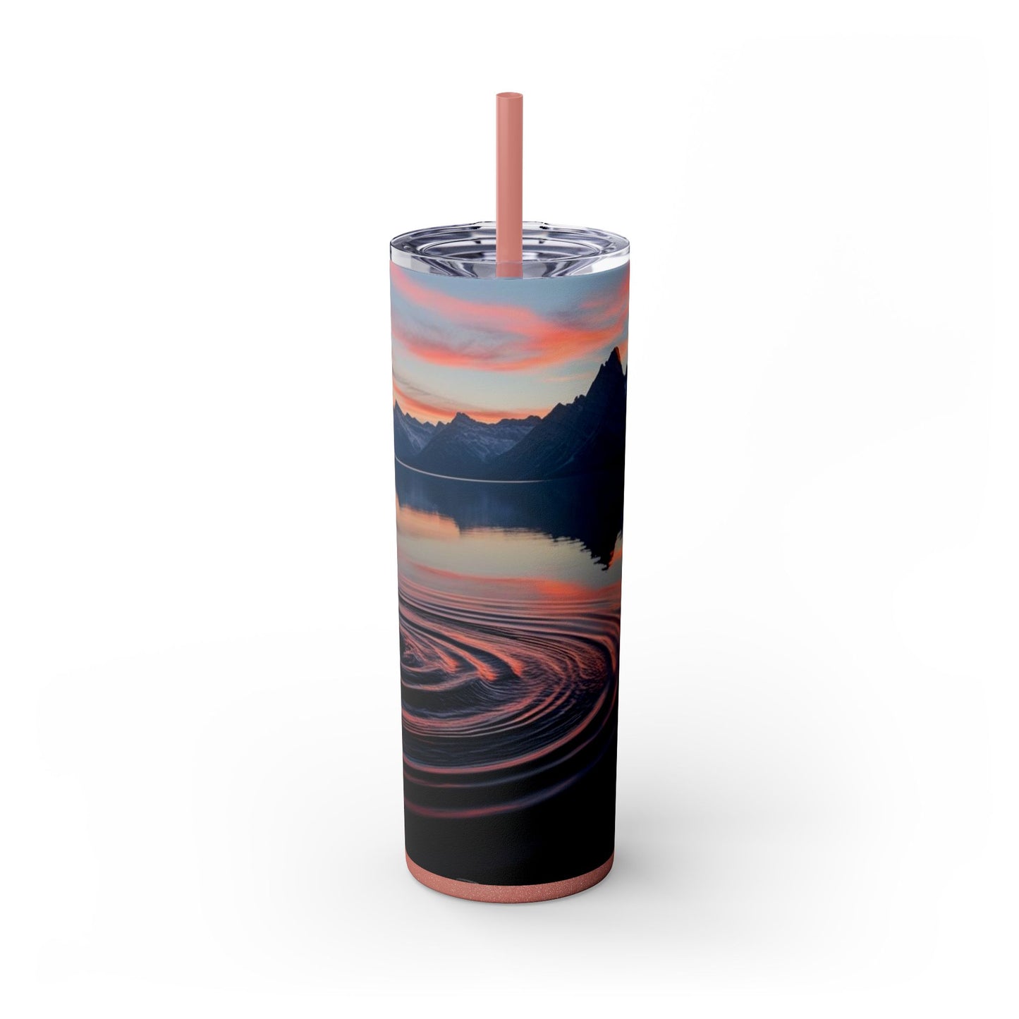 Ripple in a Mountain Lake Skinny Tumbler with Straw, 20oz