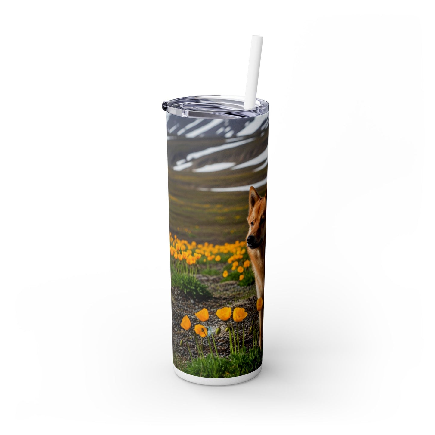 Norwegian Buhund Skinny Tumbler with Straw, 20oz