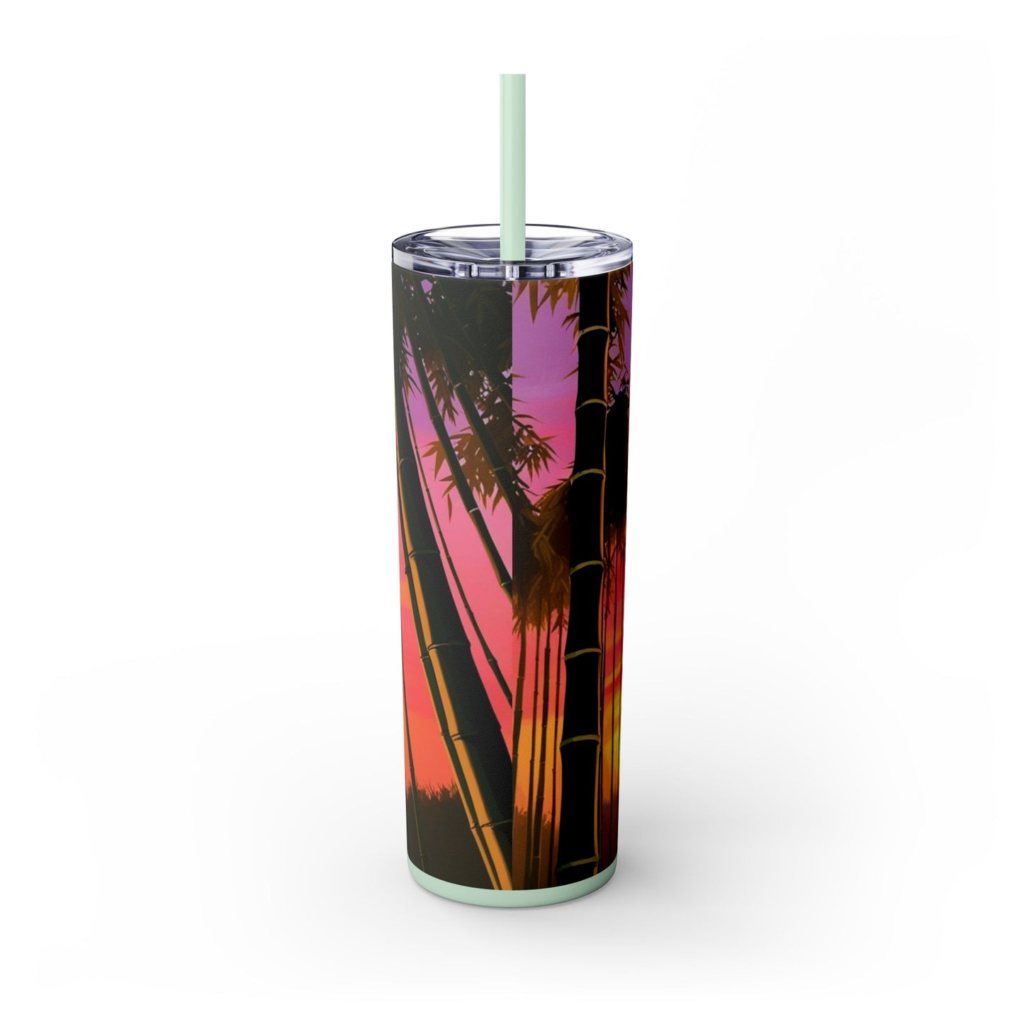 Bamboo Forest Sunrise Skinny Tumbler with Straw, 20oz