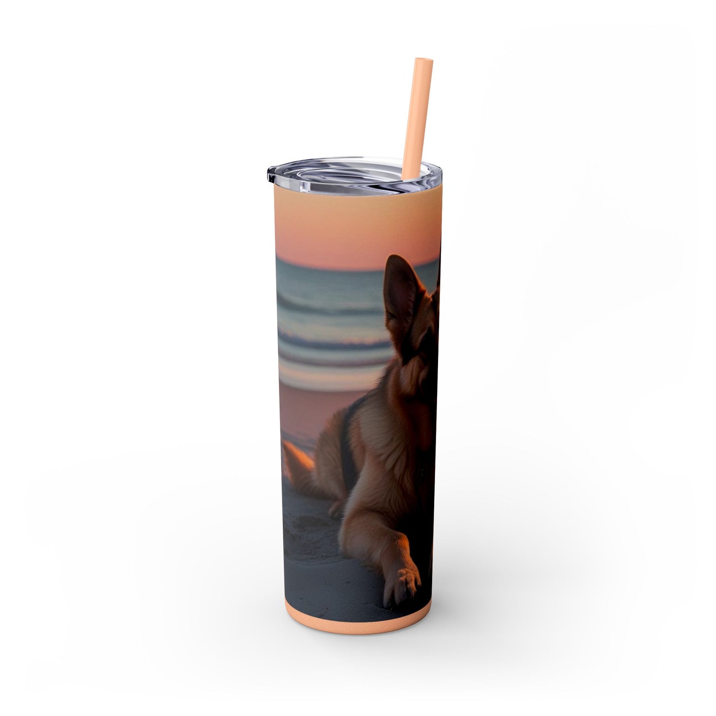 German Shepherd Love Skinny Tumbler with Straw, 20oz