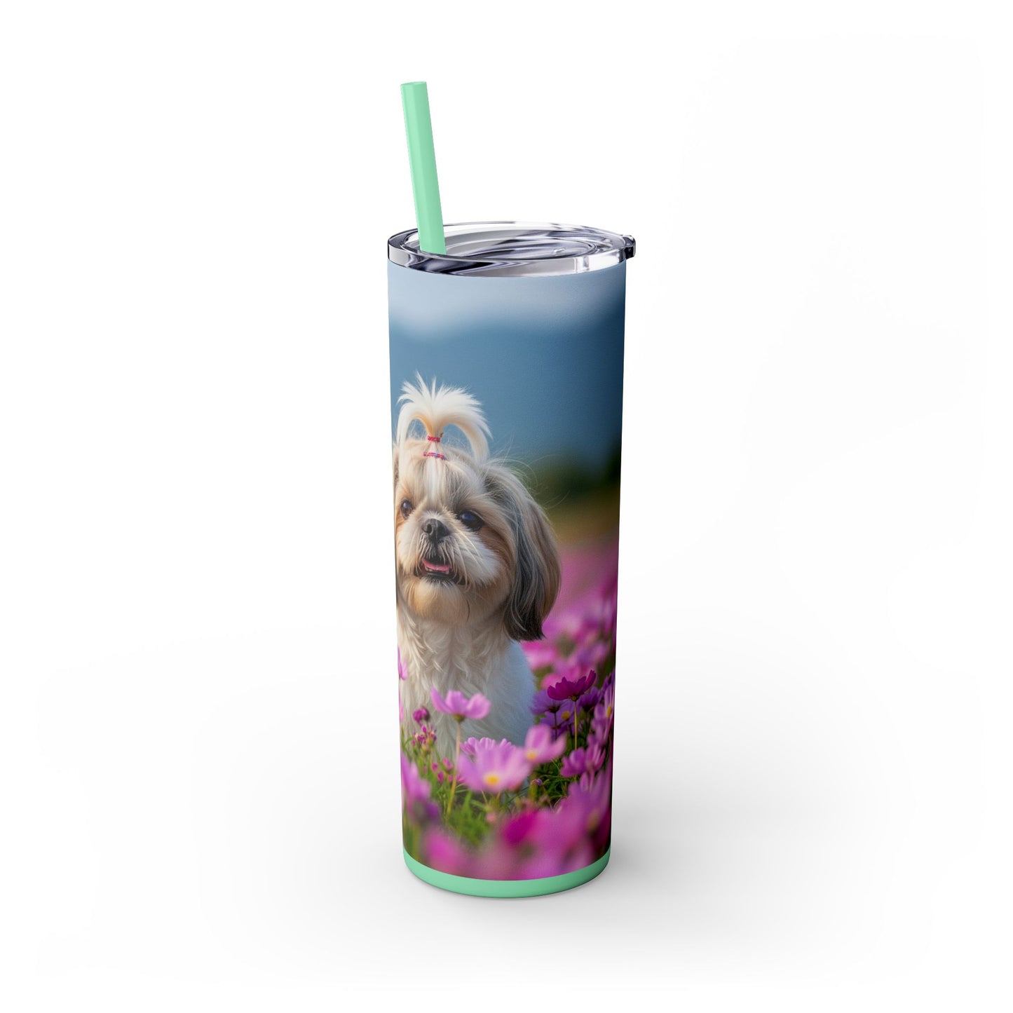 Shih Tzu Skinny Tumbler with Straw, 20oz
