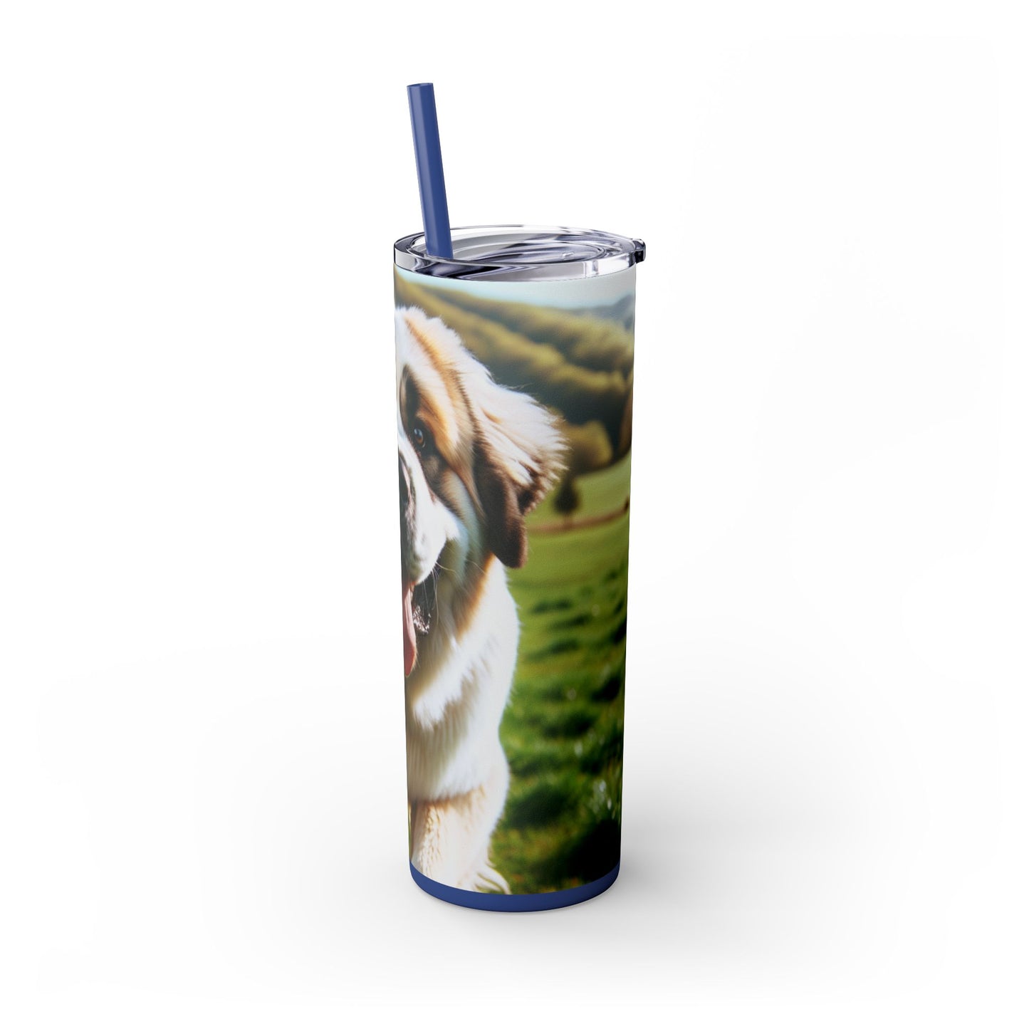 Pyrenean Mastiff Skinny Tumbler with Straw, 20oz