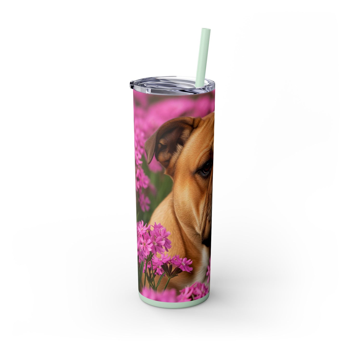 Bulldog Skinny Tumbler with Straw, 20oz