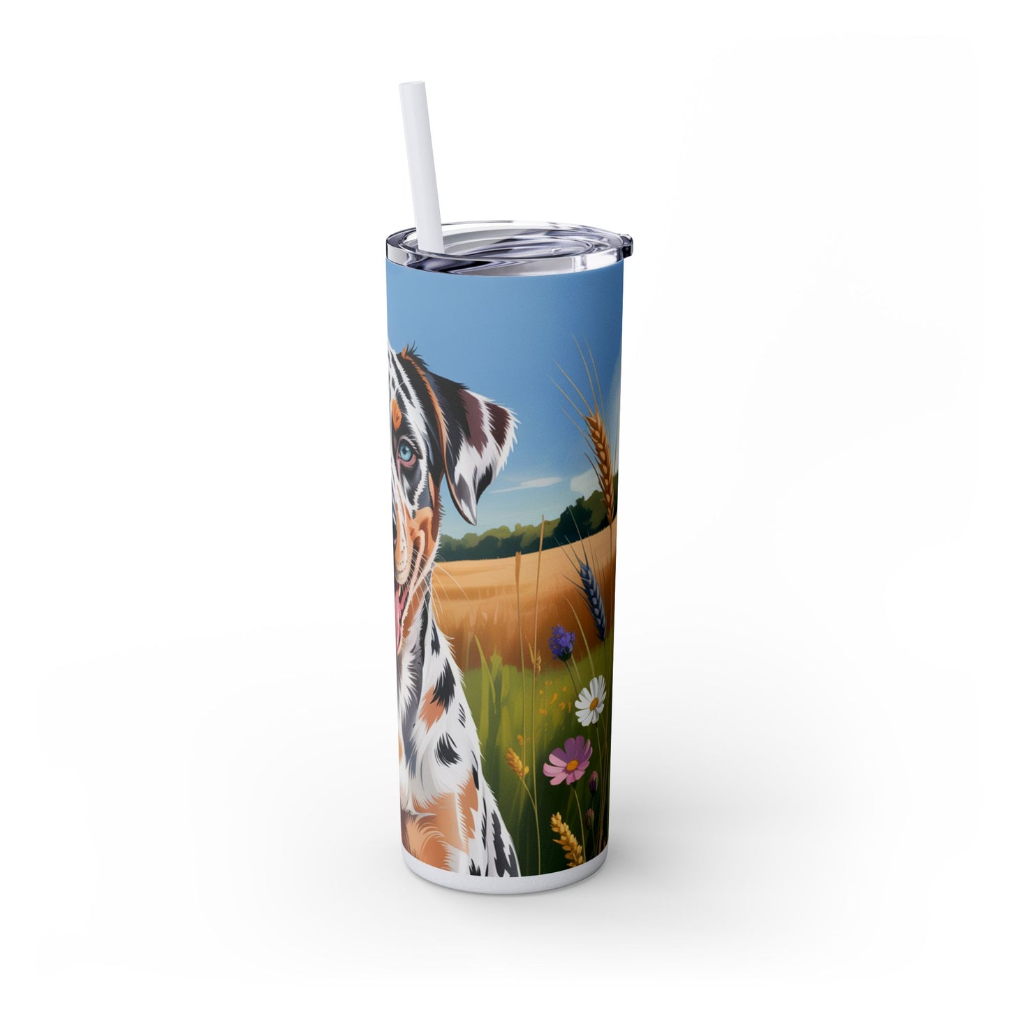 Catahoula Leopard Dog Skinny Tumbler with Straw, 20oz