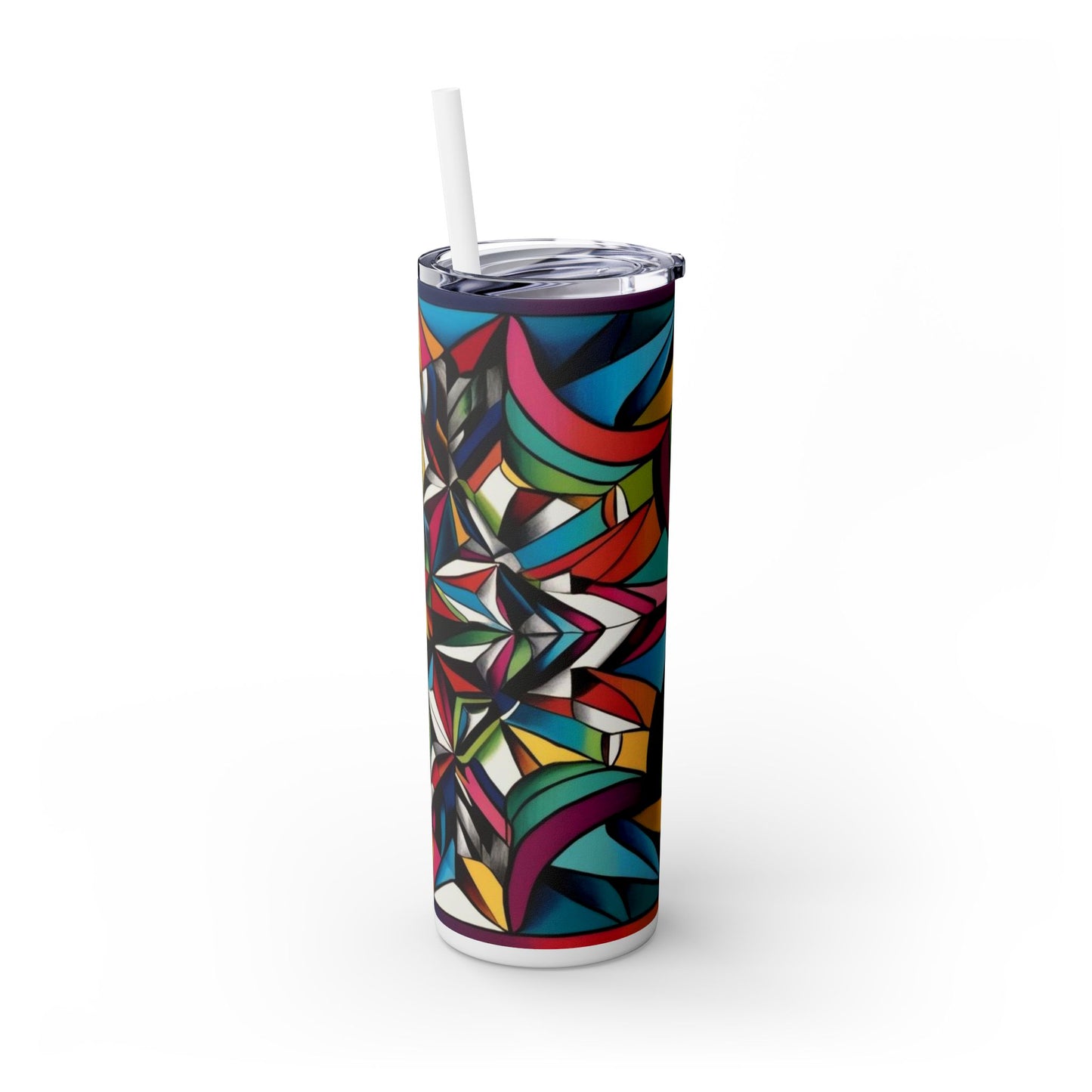 Optical Illusion Skinny Tumbler with Straw, 20oz