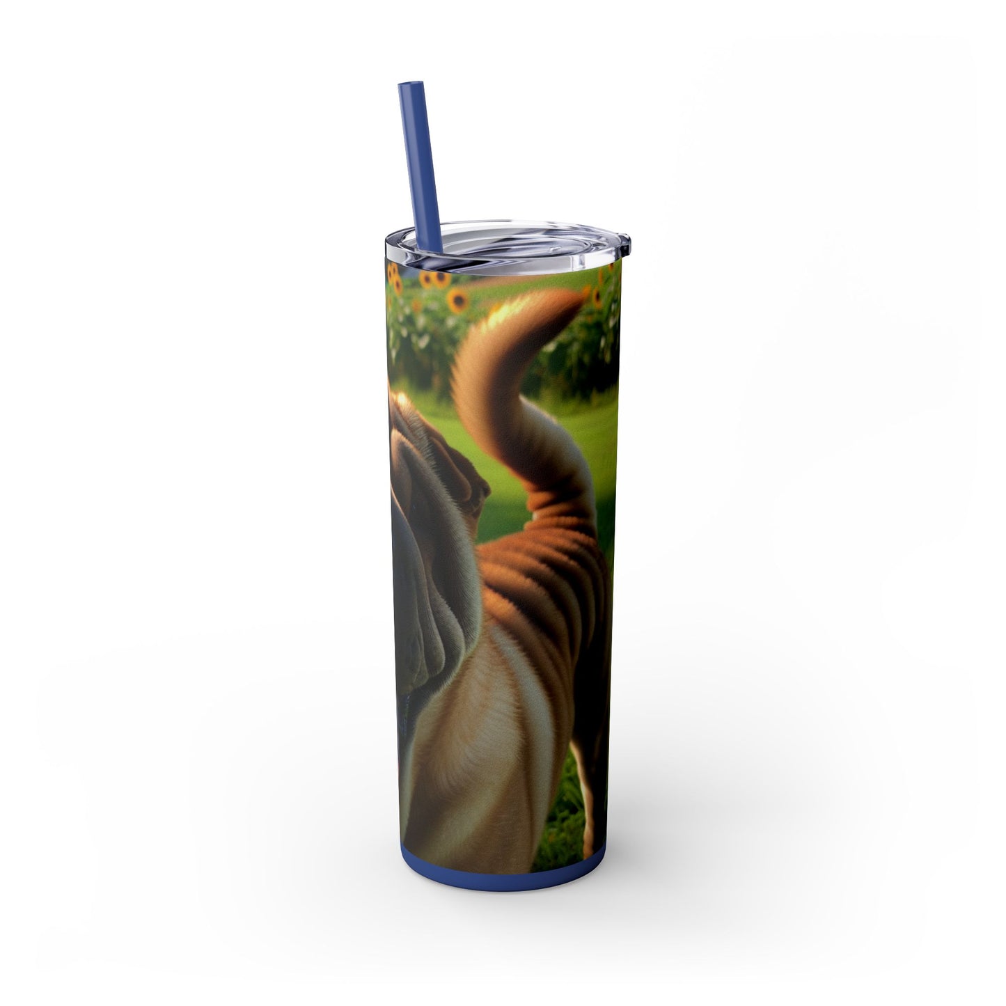 Shar Pei Skinny Tumbler with Straw, 20oz