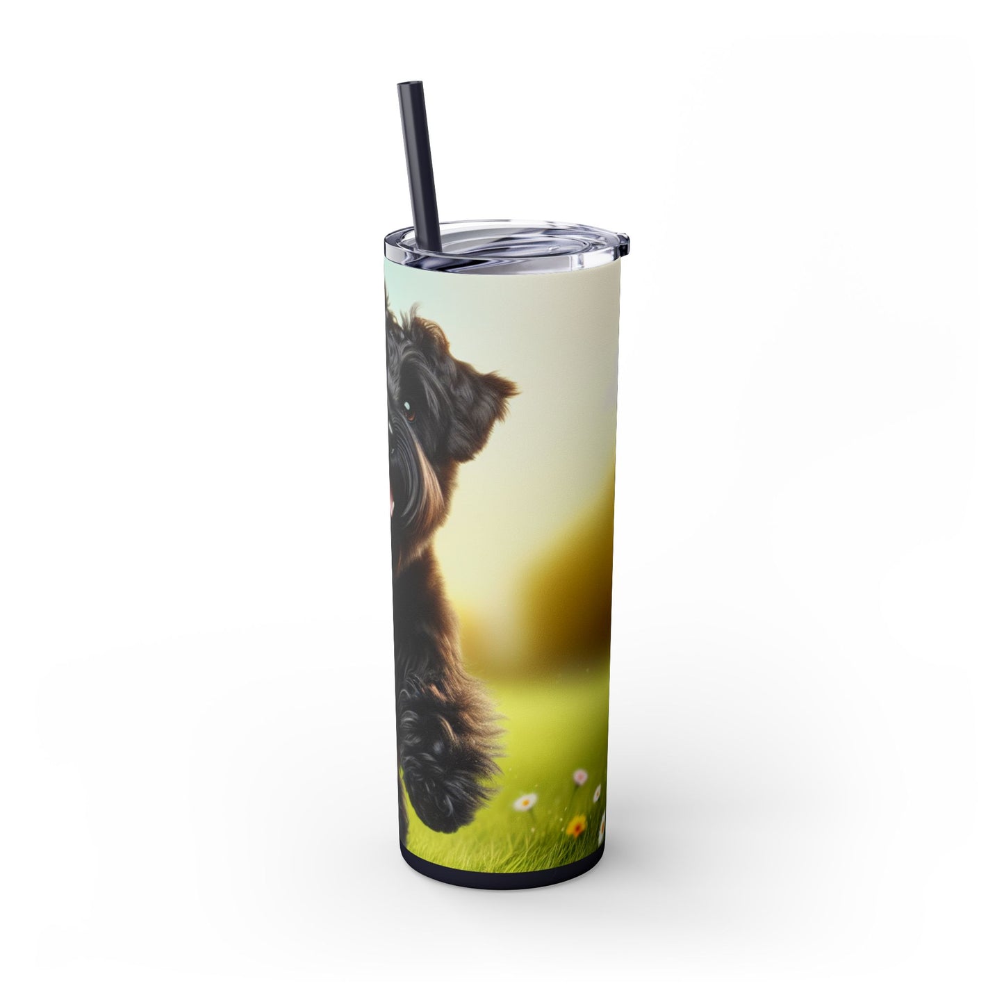 Russian Black Terrier Skinny Tumbler with Straw, 20oz