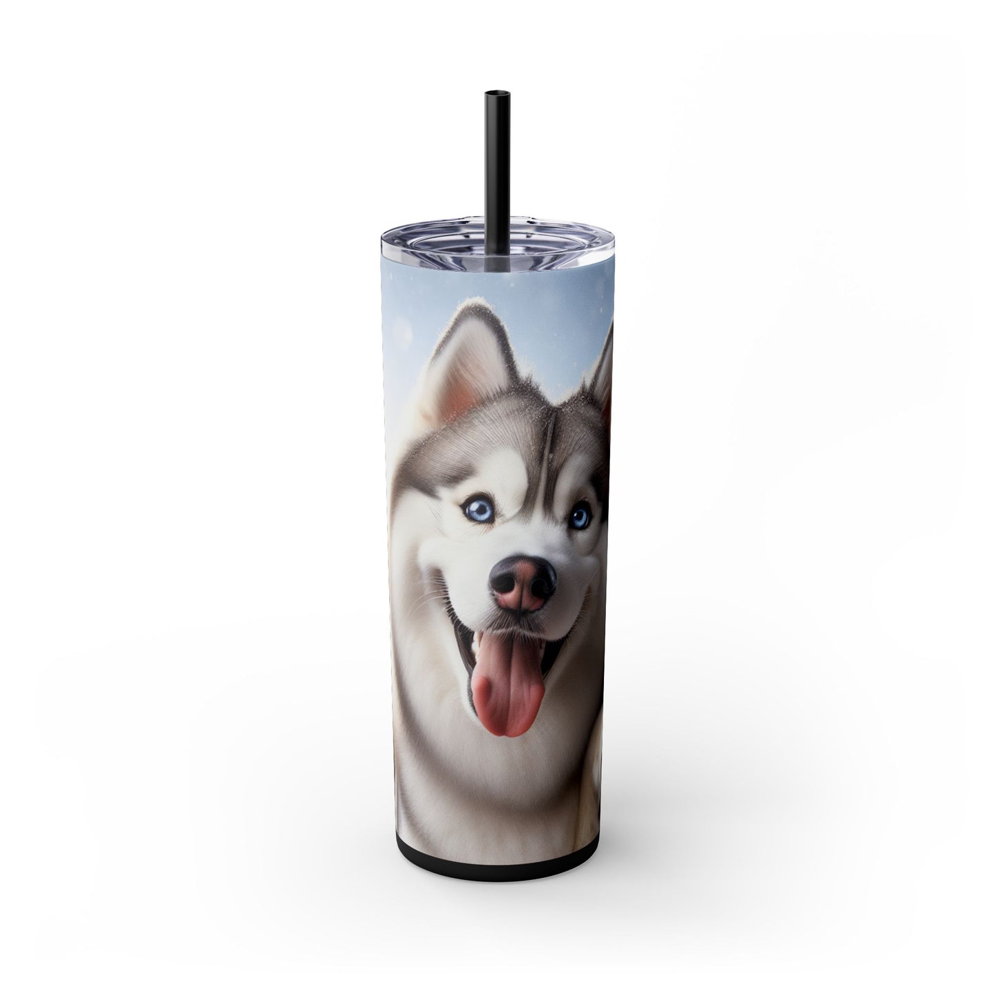 Siberian Husky Skinny Tumbler with Straw, 20oz
