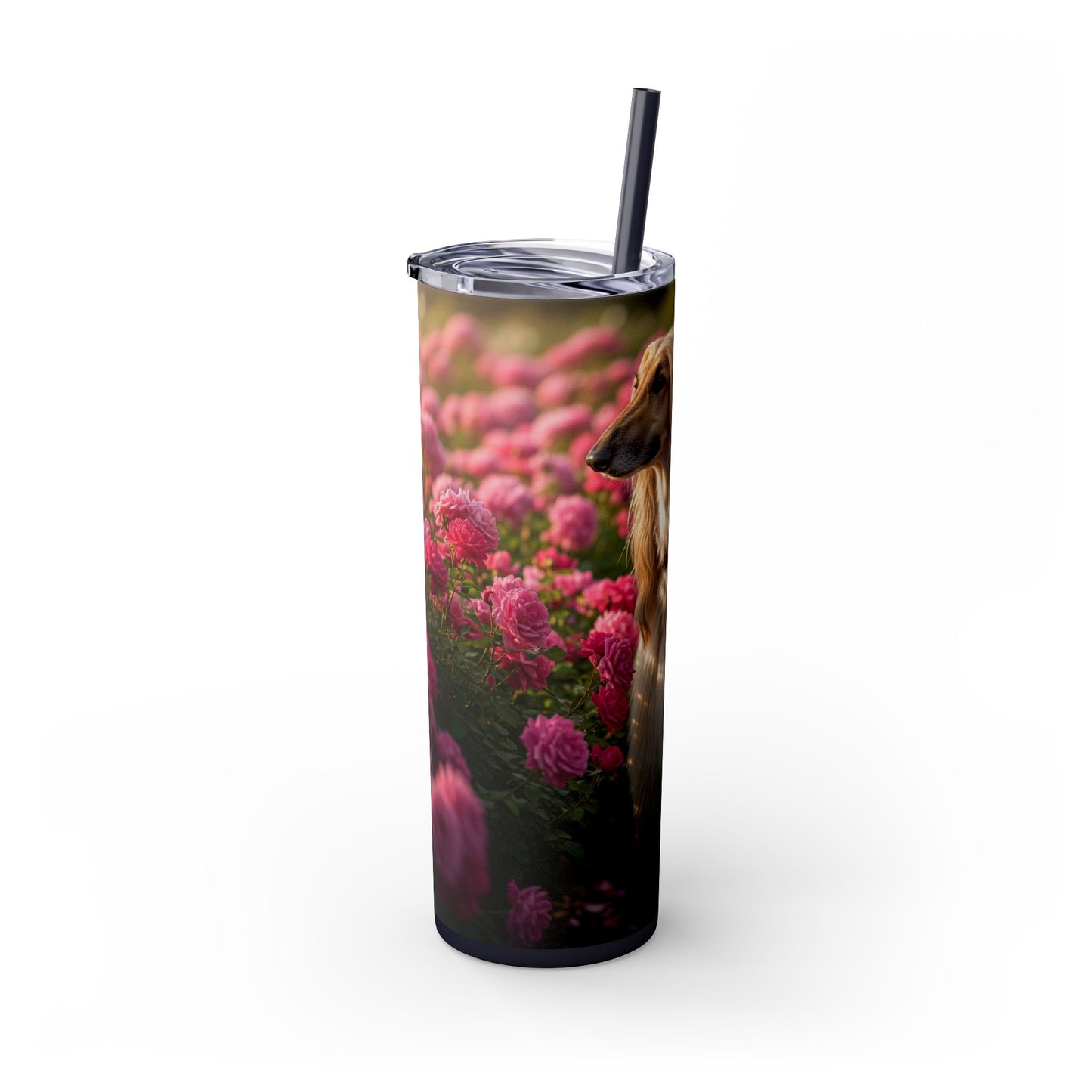 Afghan Hound Skinny Tumbler with Straw, 20oz