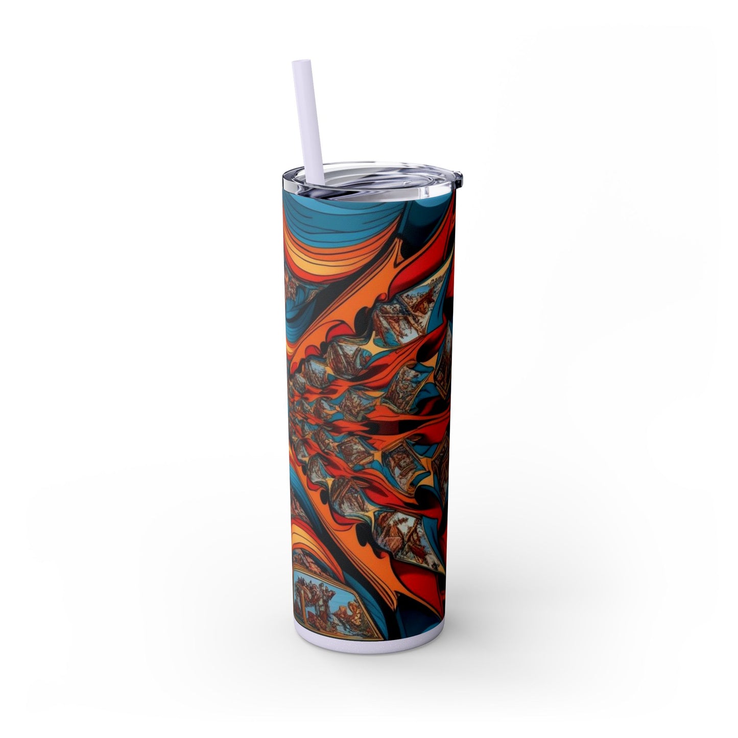 Optical Illusion Skinny Tumbler with Straw, 20oz