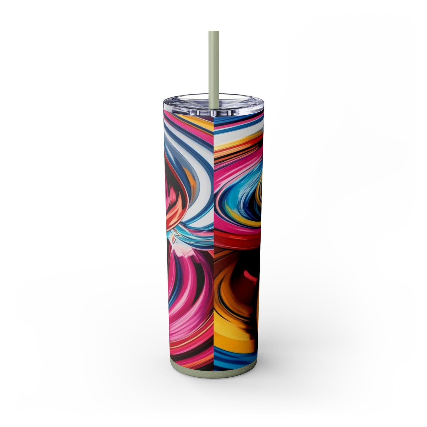 Optical Illusion Skinny Tumbler with Straw, 20oz