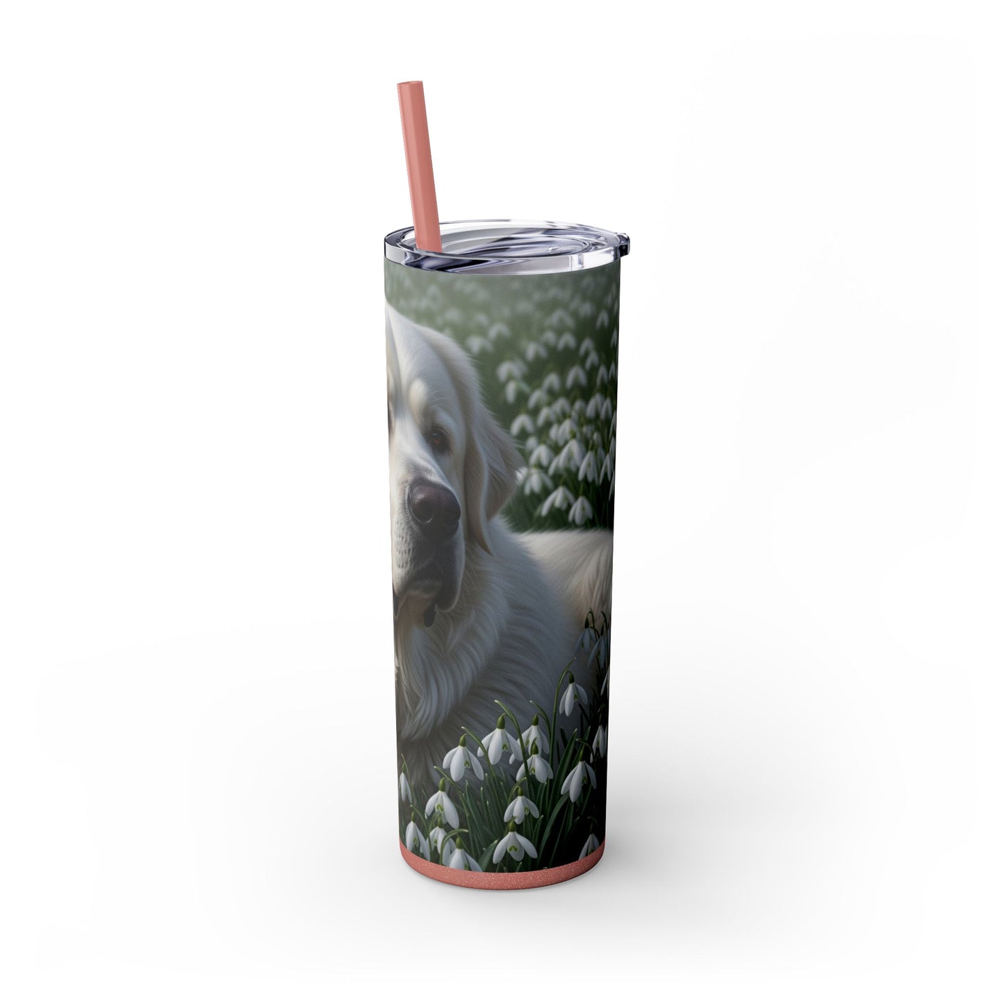 Pyrenean Mastiff Skinny Tumbler with Straw, 20oz