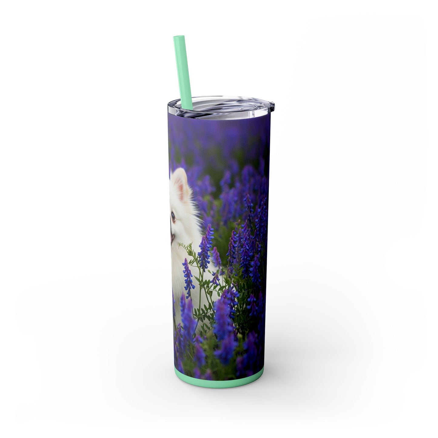 Pomeranian Skinny Tumbler with Straw, 20oz