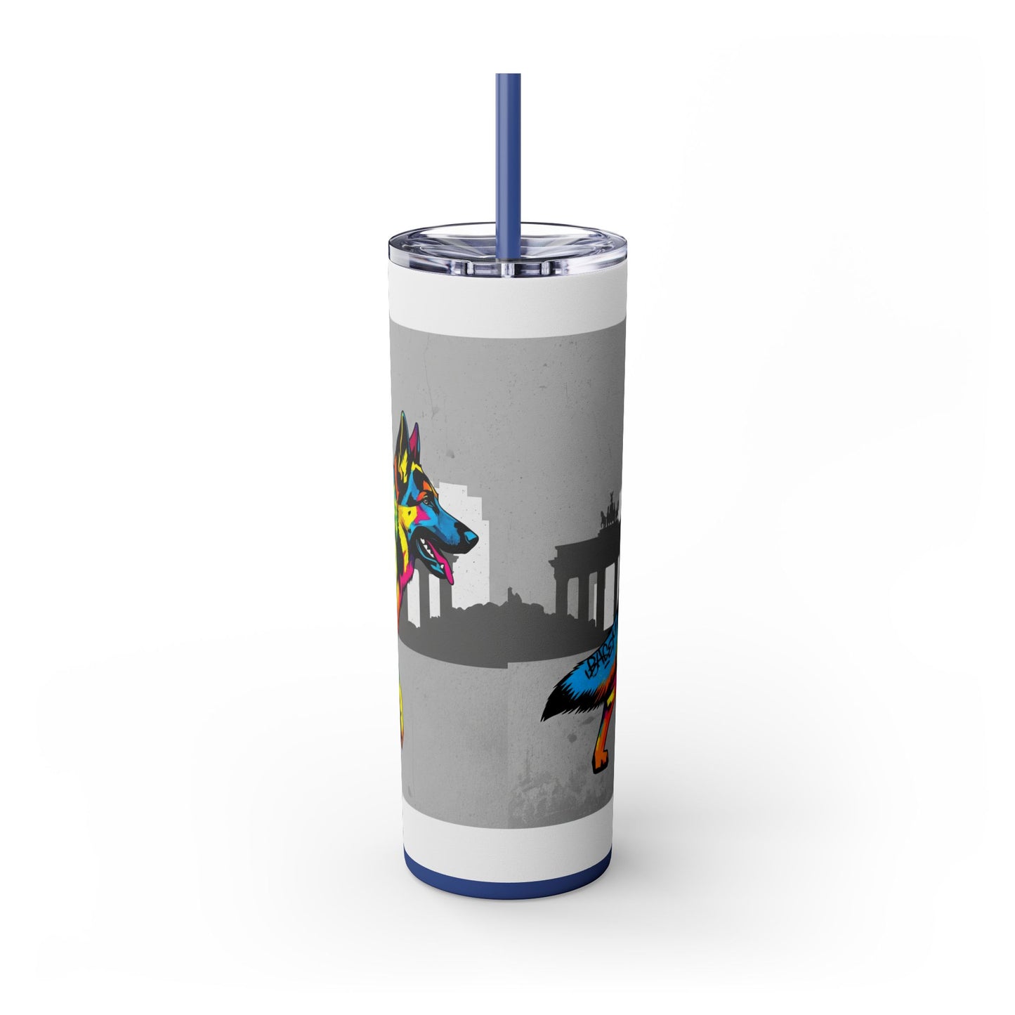 German Shepherd Skinny Tumbler with Straw, 20oz