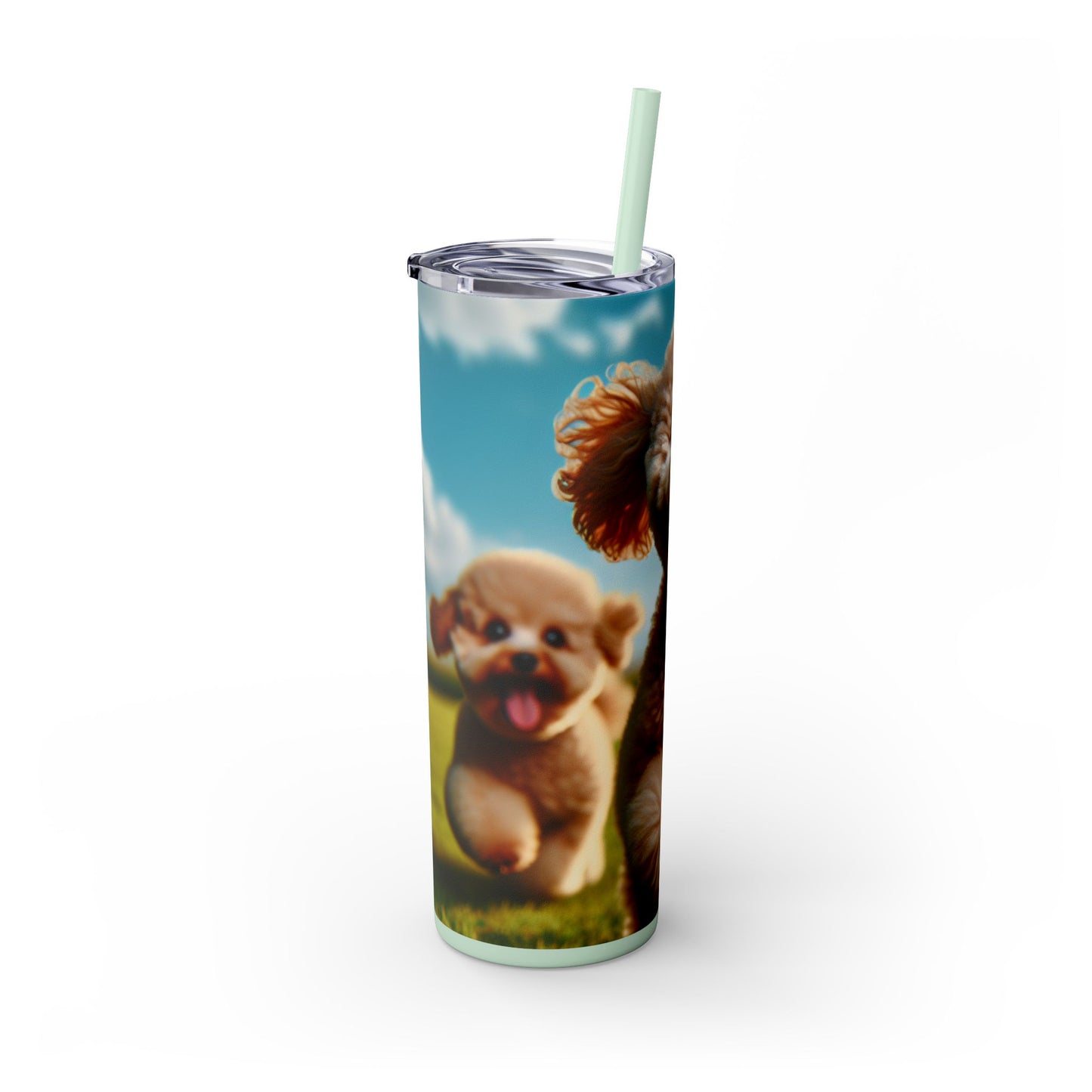 Toy Poodle Skinny Tumbler with Straw, 20oz