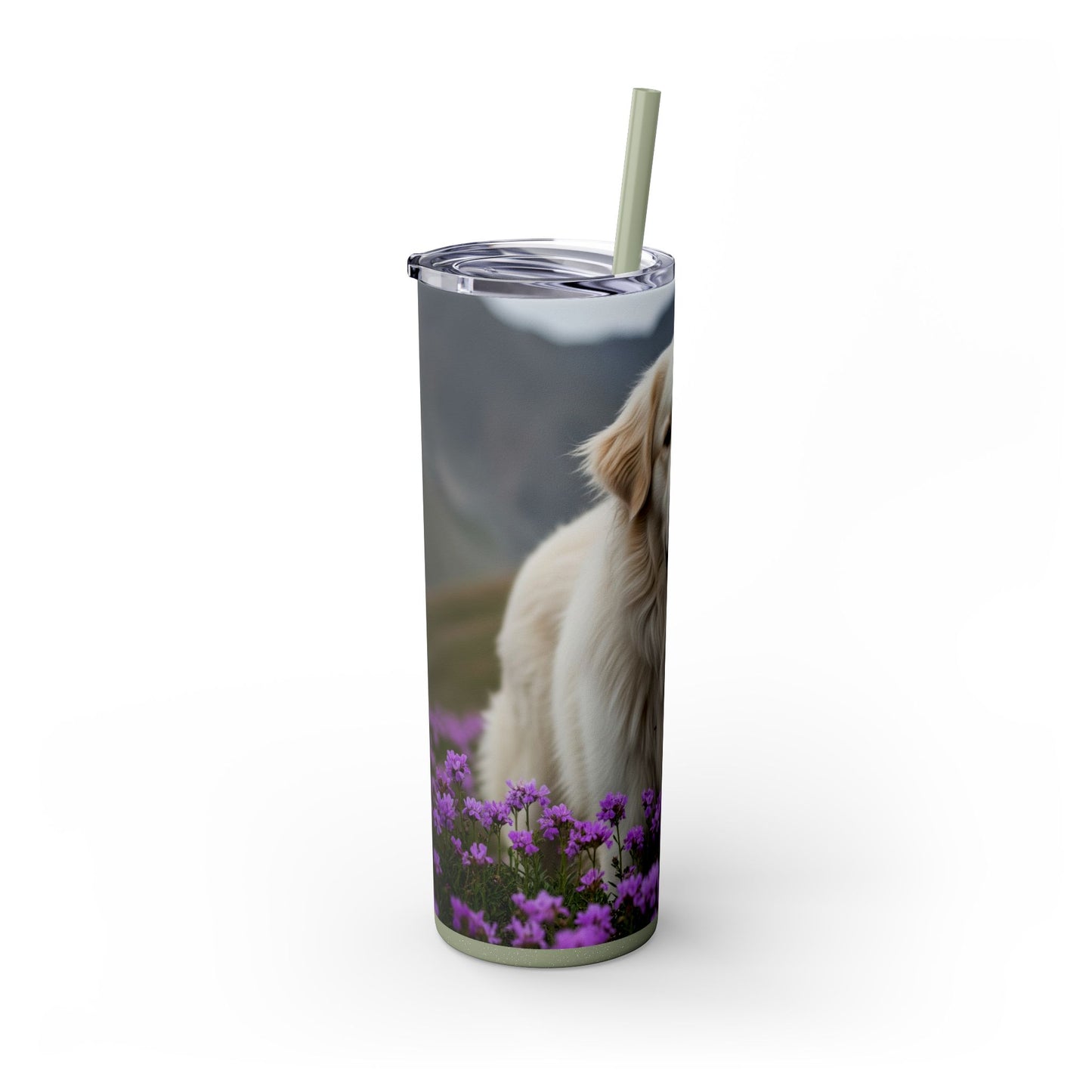 Pyrenean Mountain Dog Skinny Tumbler with Straw, 20oz