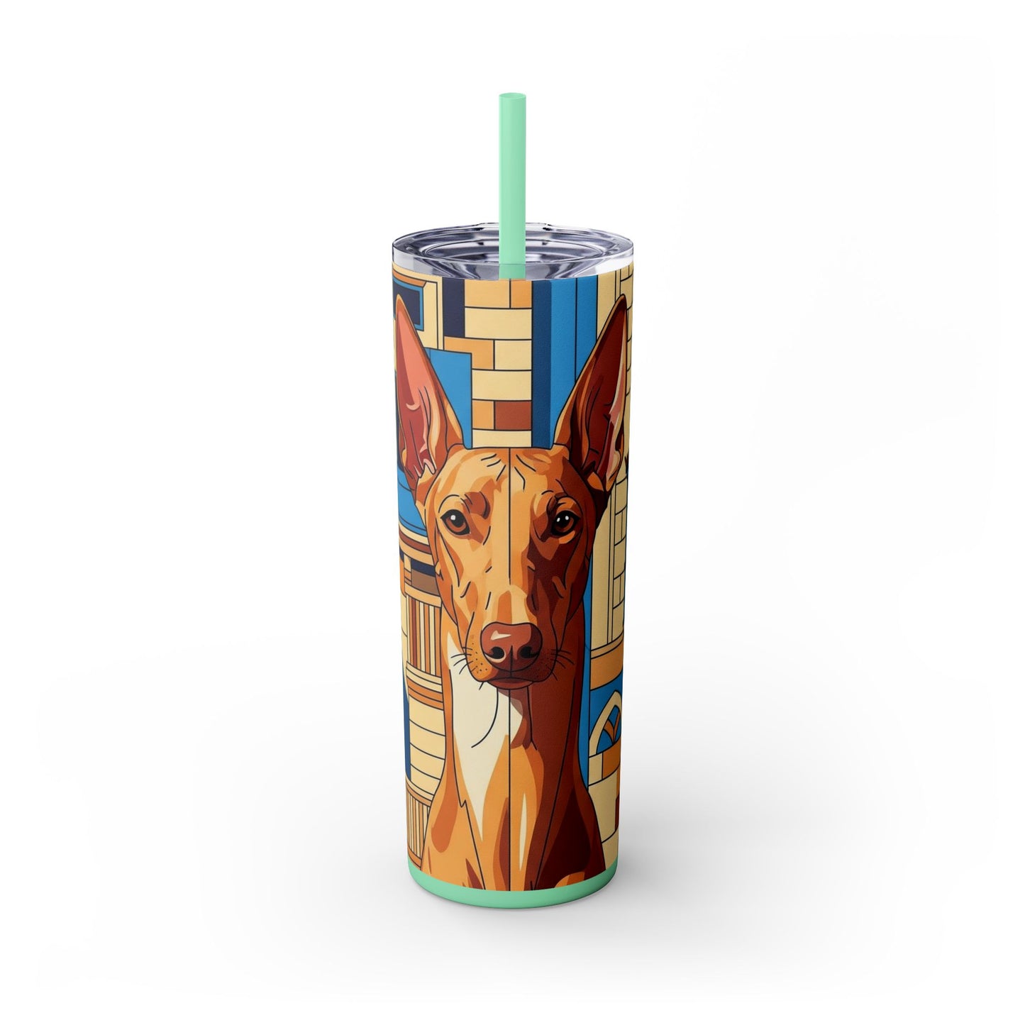Pharaoh Hound Skinny Tumbler with Straw, 20oz
