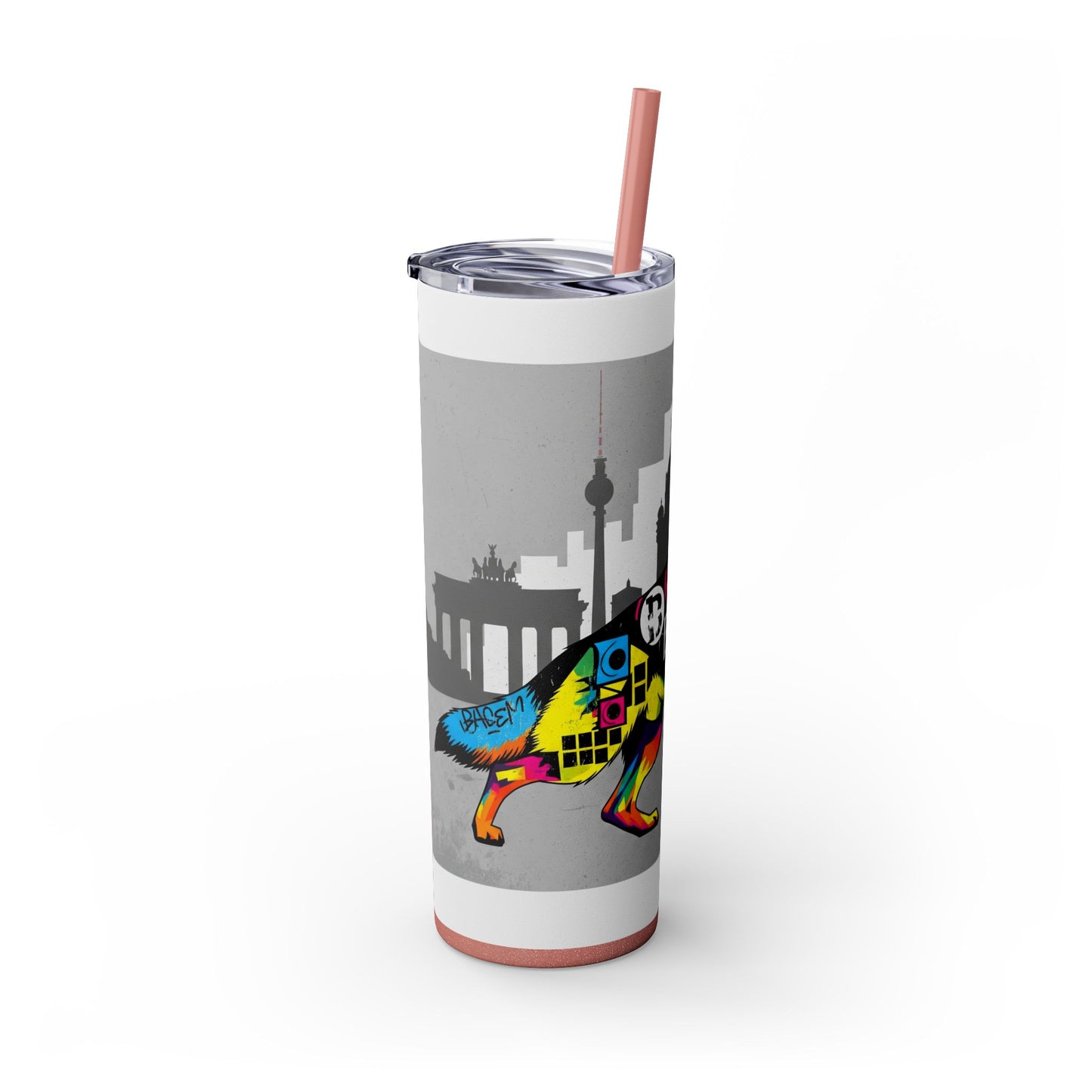 German Shepherd Skinny Tumbler with Straw, 20oz