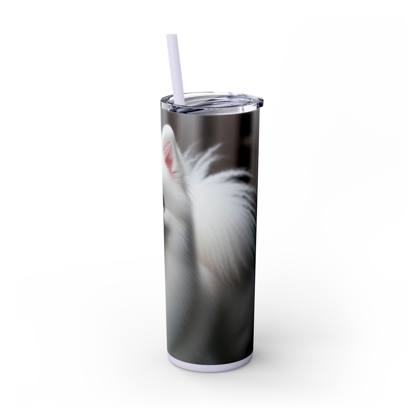 American Eskimo Dog Skinny Tumbler with Straw, 20oz