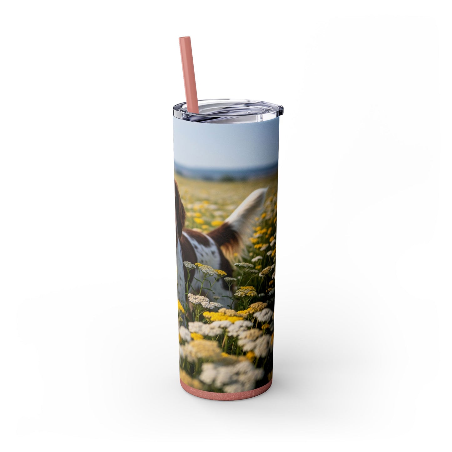 Drentsche Patrijshond Skinny Tumbler with Straw, 20oz
