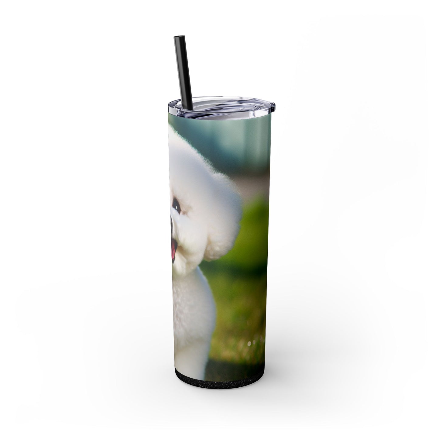 Bichon Frise Skinny Tumbler with Straw, 20oz