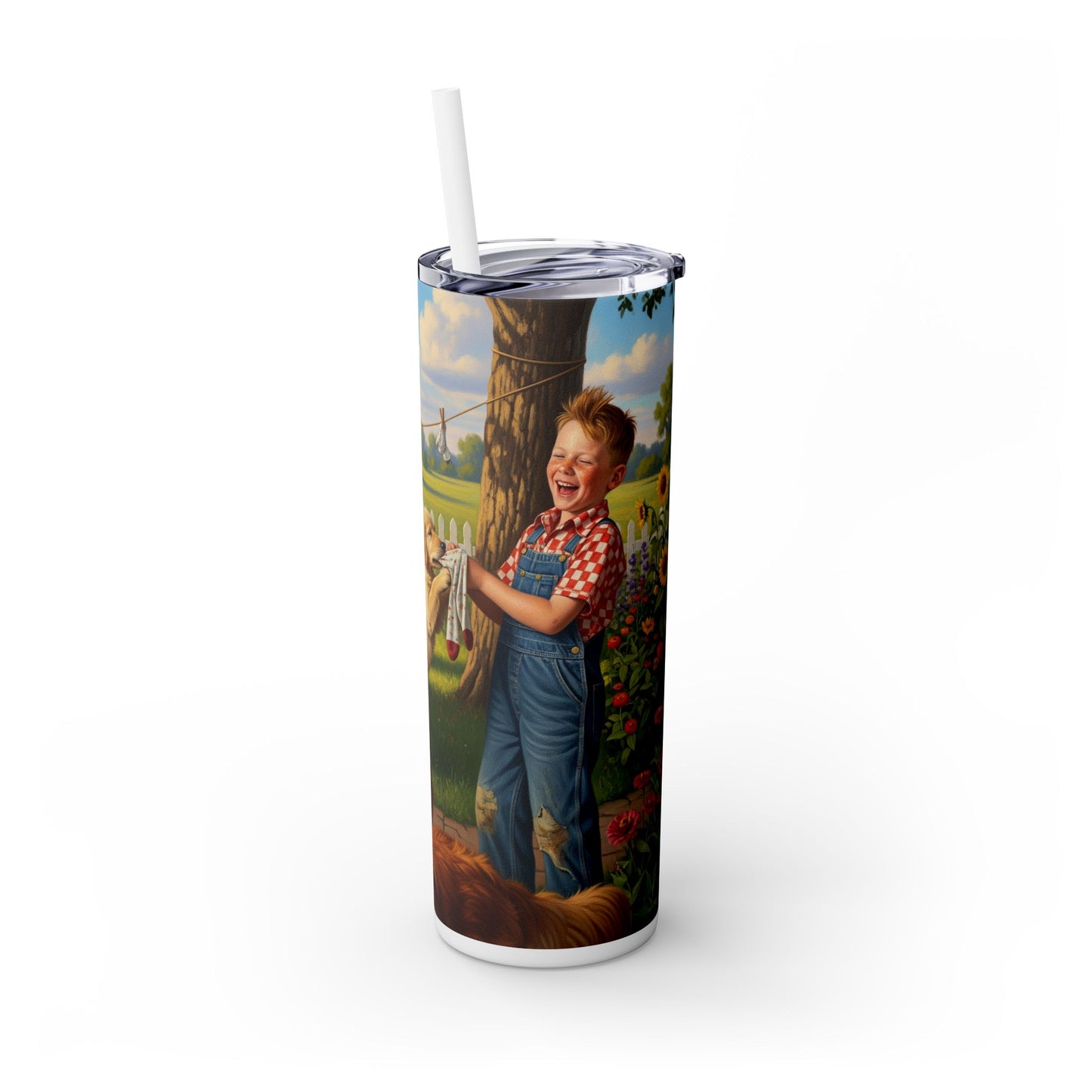 Golden Retriever Skinny Tumbler with Straw, 20oz
