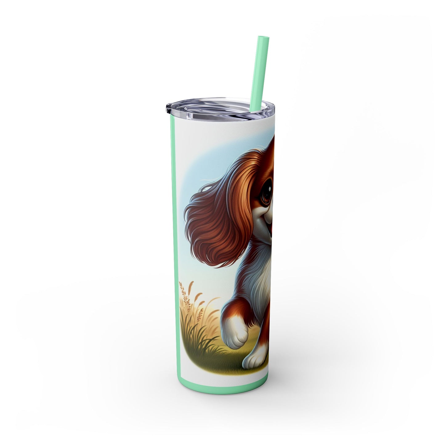 English Toy Spaniel Skinny Tumbler with Straw, 20oz