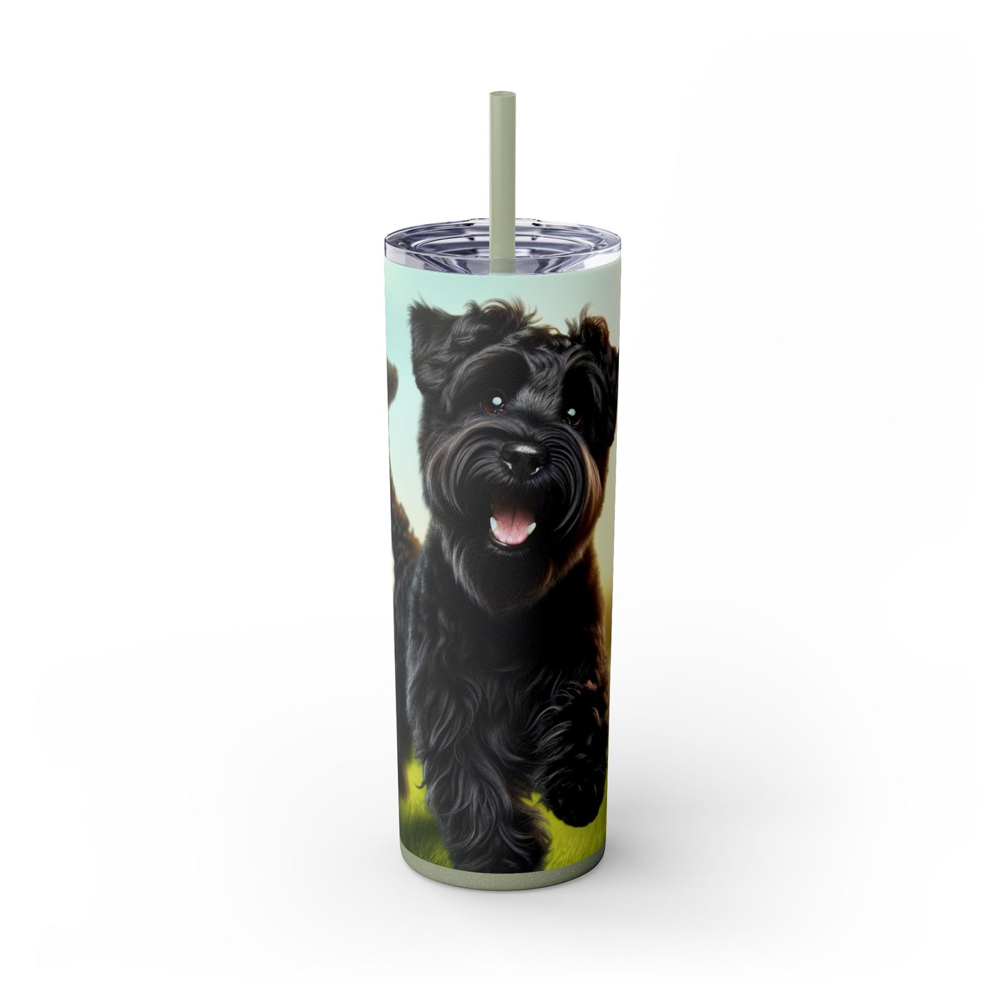 Russian Black Terrier Skinny Tumbler with Straw, 20oz