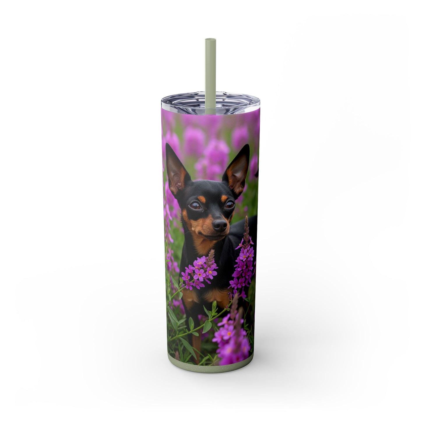English Toy Terrier Tumbler with Straw, 20oz