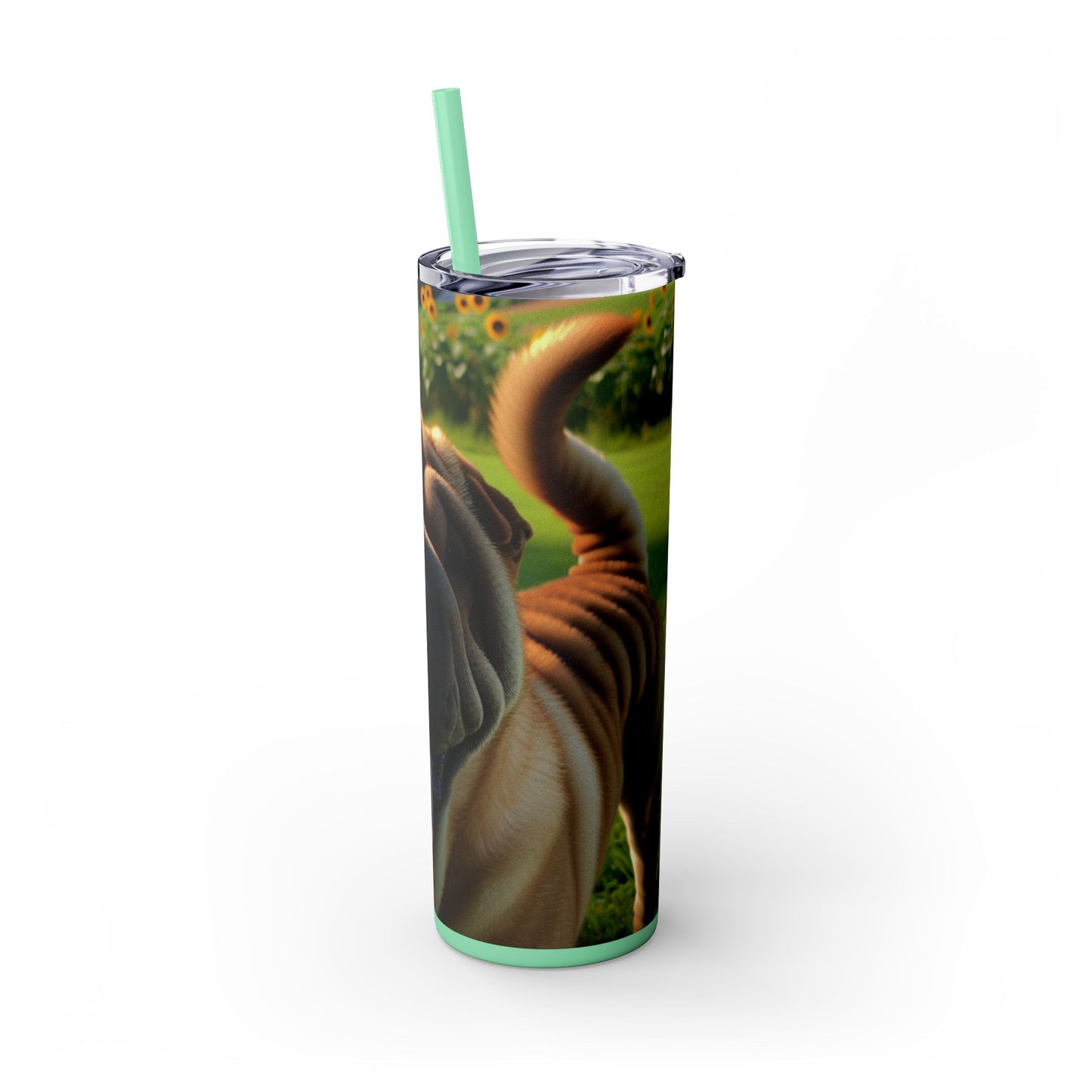 Shar Pei Skinny Tumbler with Straw, 20oz