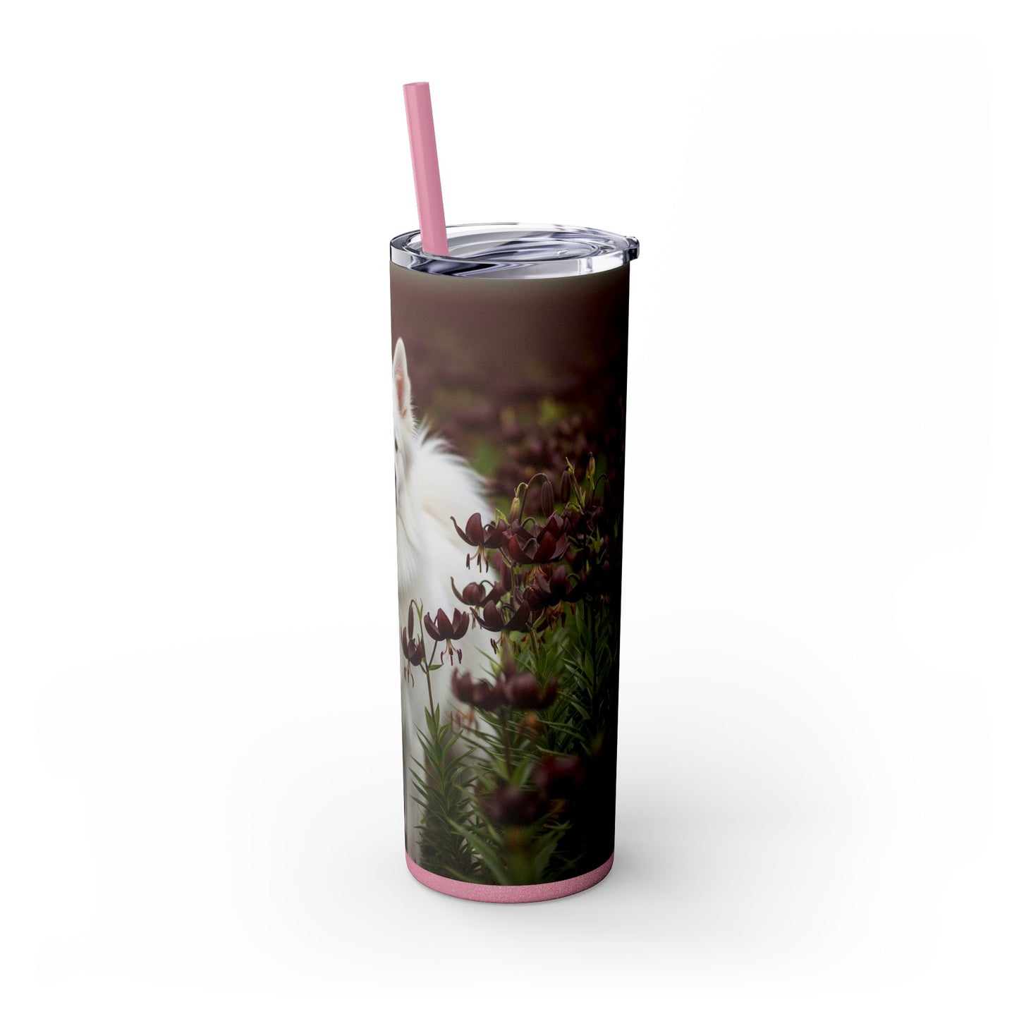 American Eskimo Dog Skinny Tumbler with Straw, 20oz