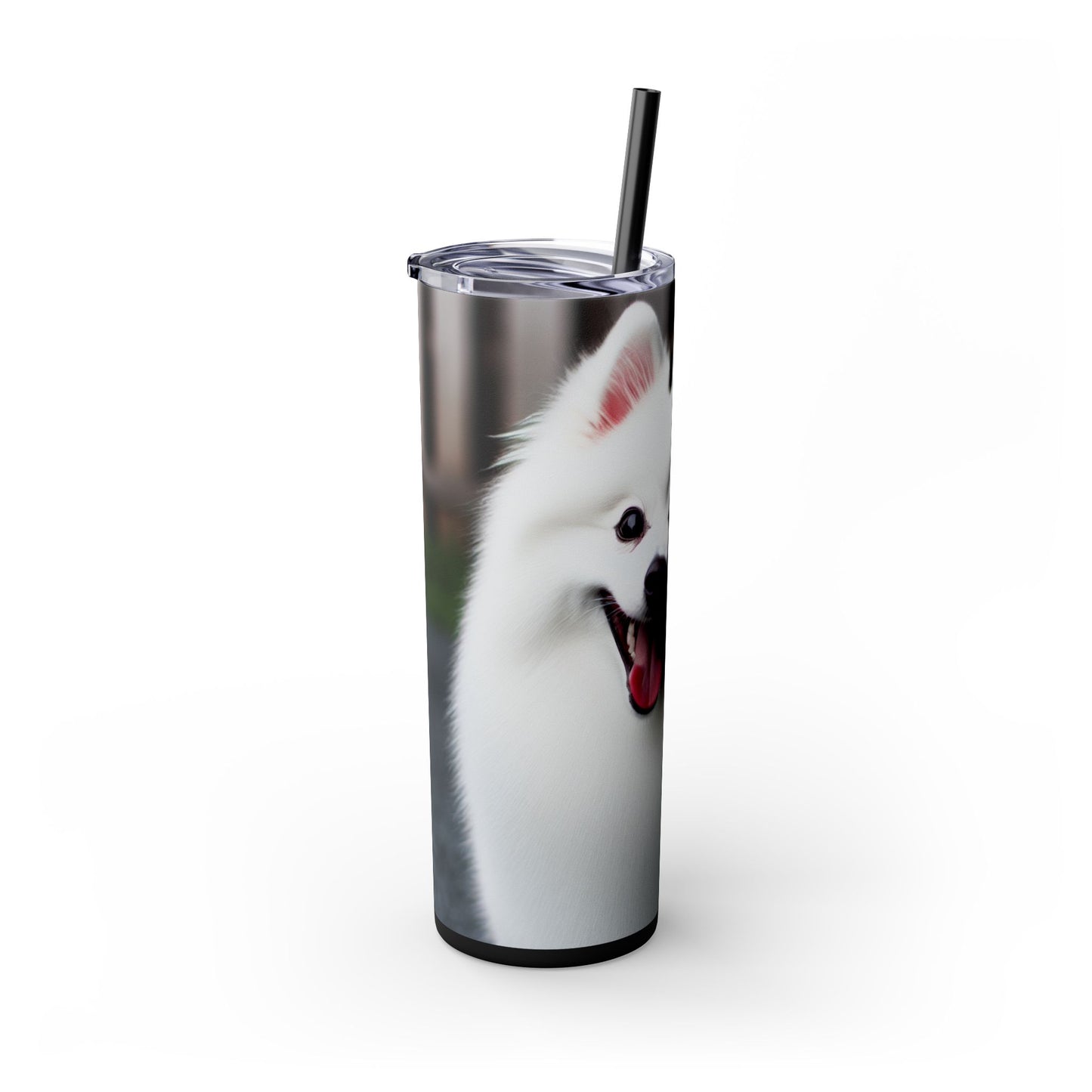 American Eskimo Dog Skinny Tumbler with Straw, 20oz