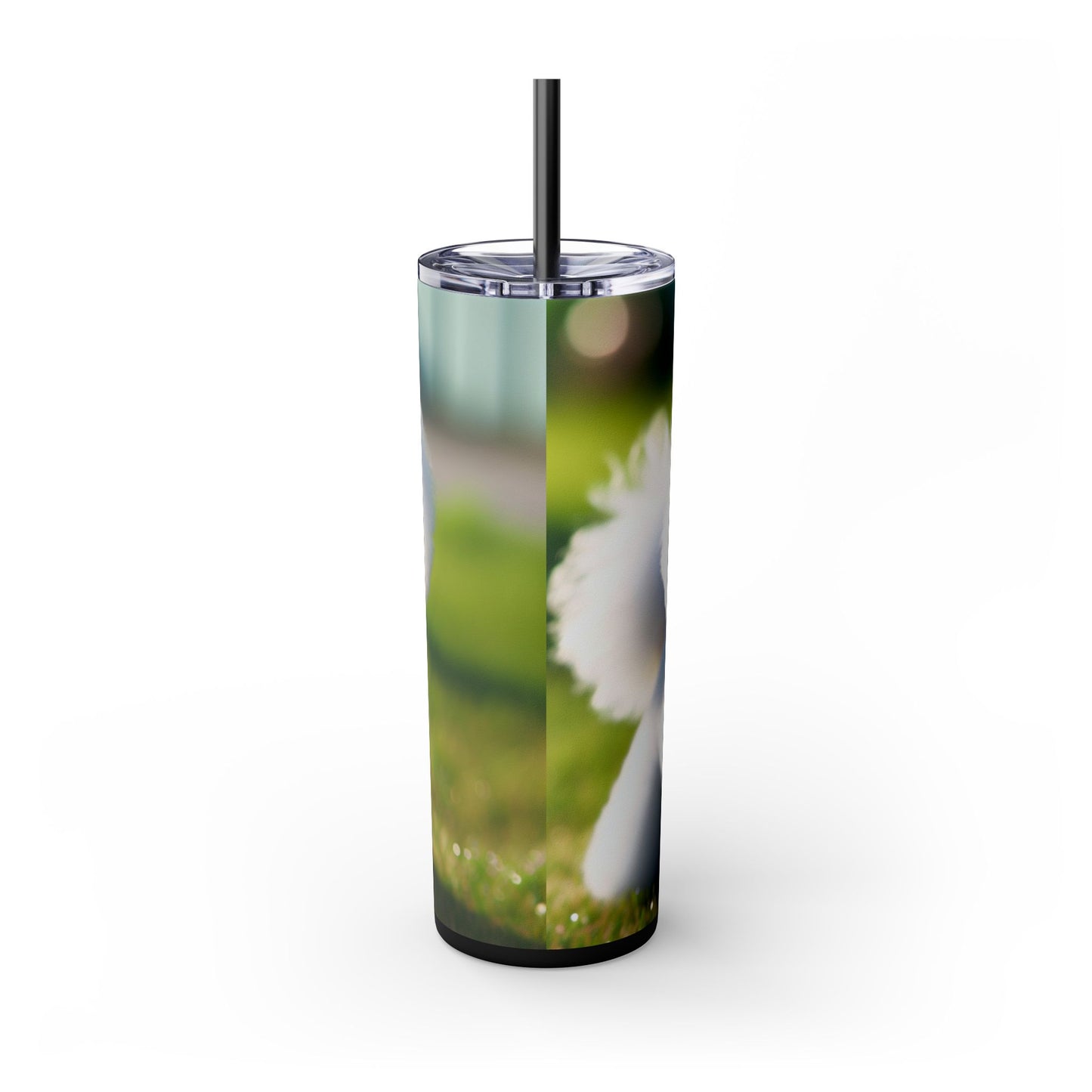 Bichon Frise Skinny Tumbler with Straw, 20oz