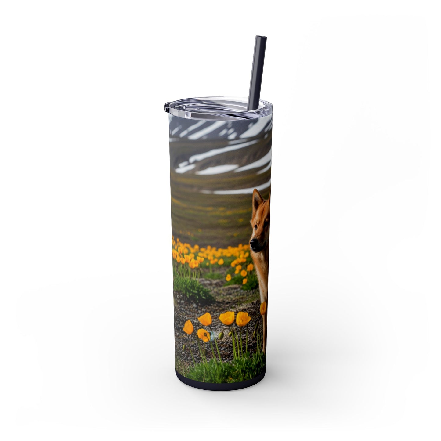 Norwegian Buhund Skinny Tumbler with Straw, 20oz