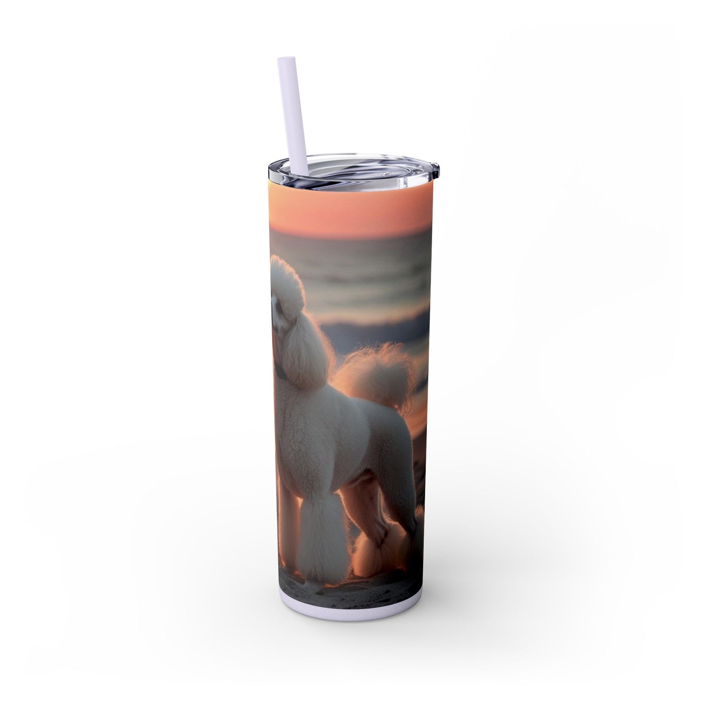 Poodle Love Skinny Tumbler with Straw, 20oz