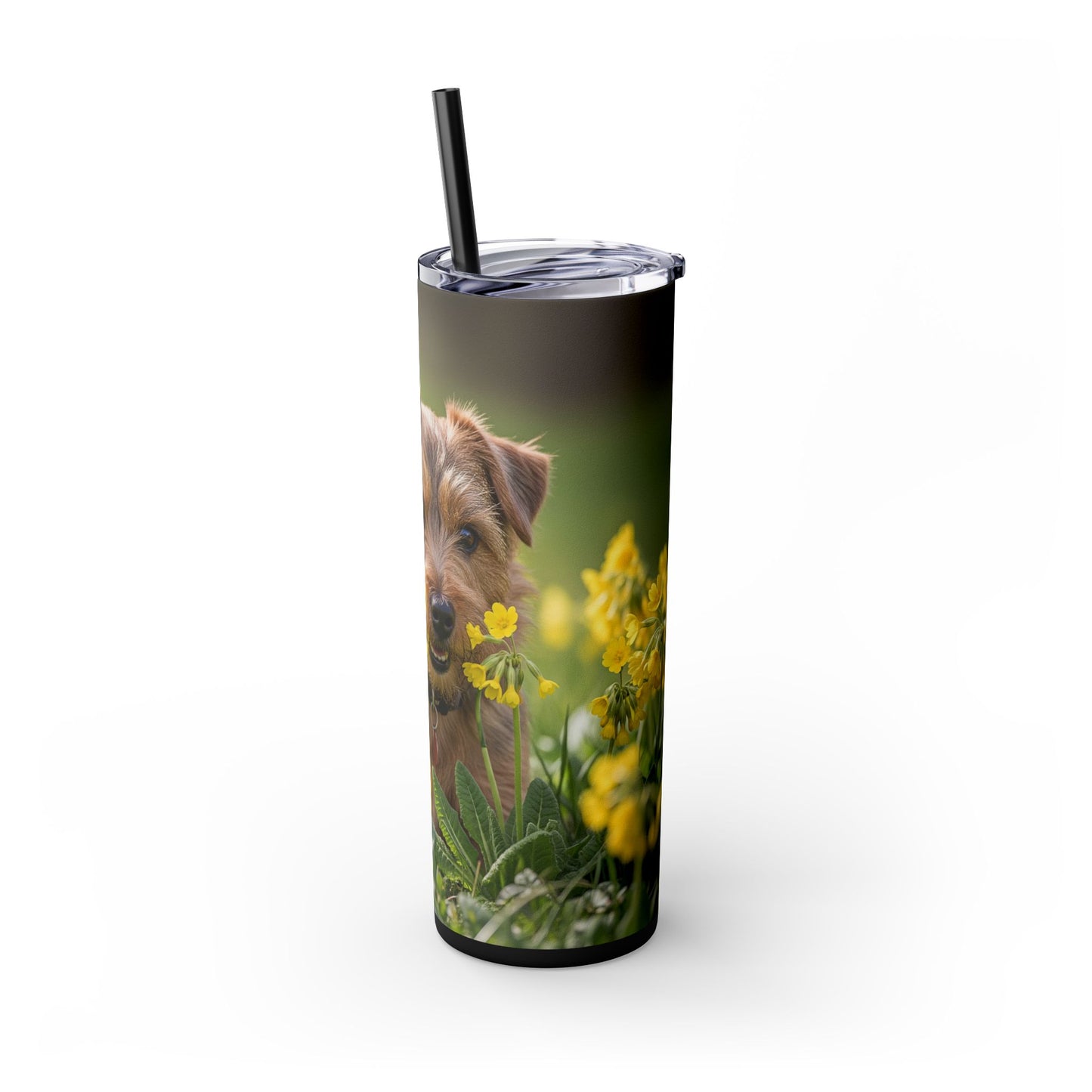 Norfolk Terrier Skinny Tumbler with Straw, 20oz