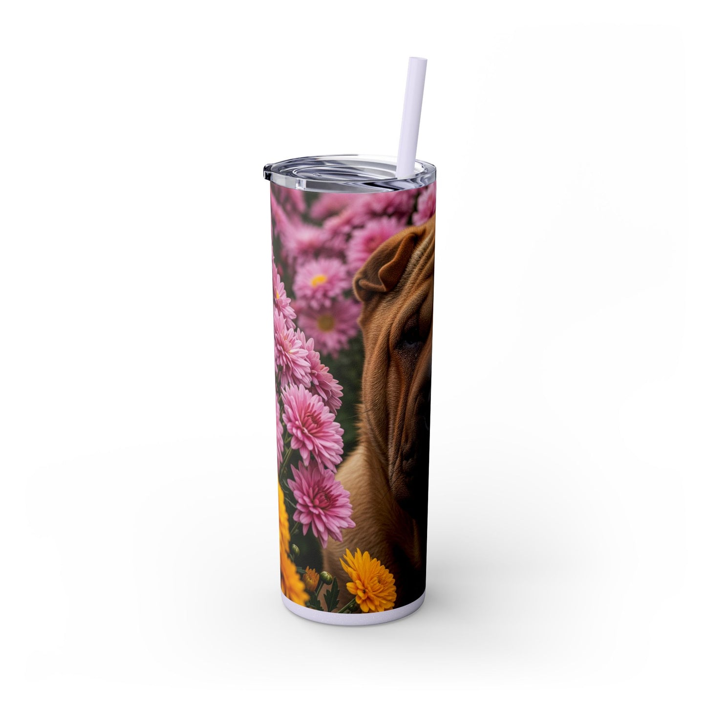 Shar-Pei Skinny Tumbler with Straw, 20oz