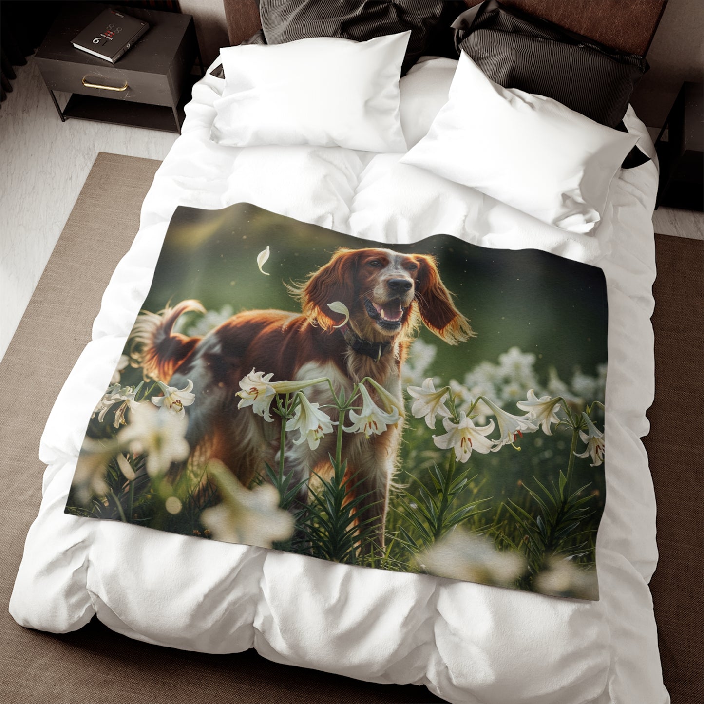 Manta tipo sudadera con capucha de setter irlandés rojo y blanco