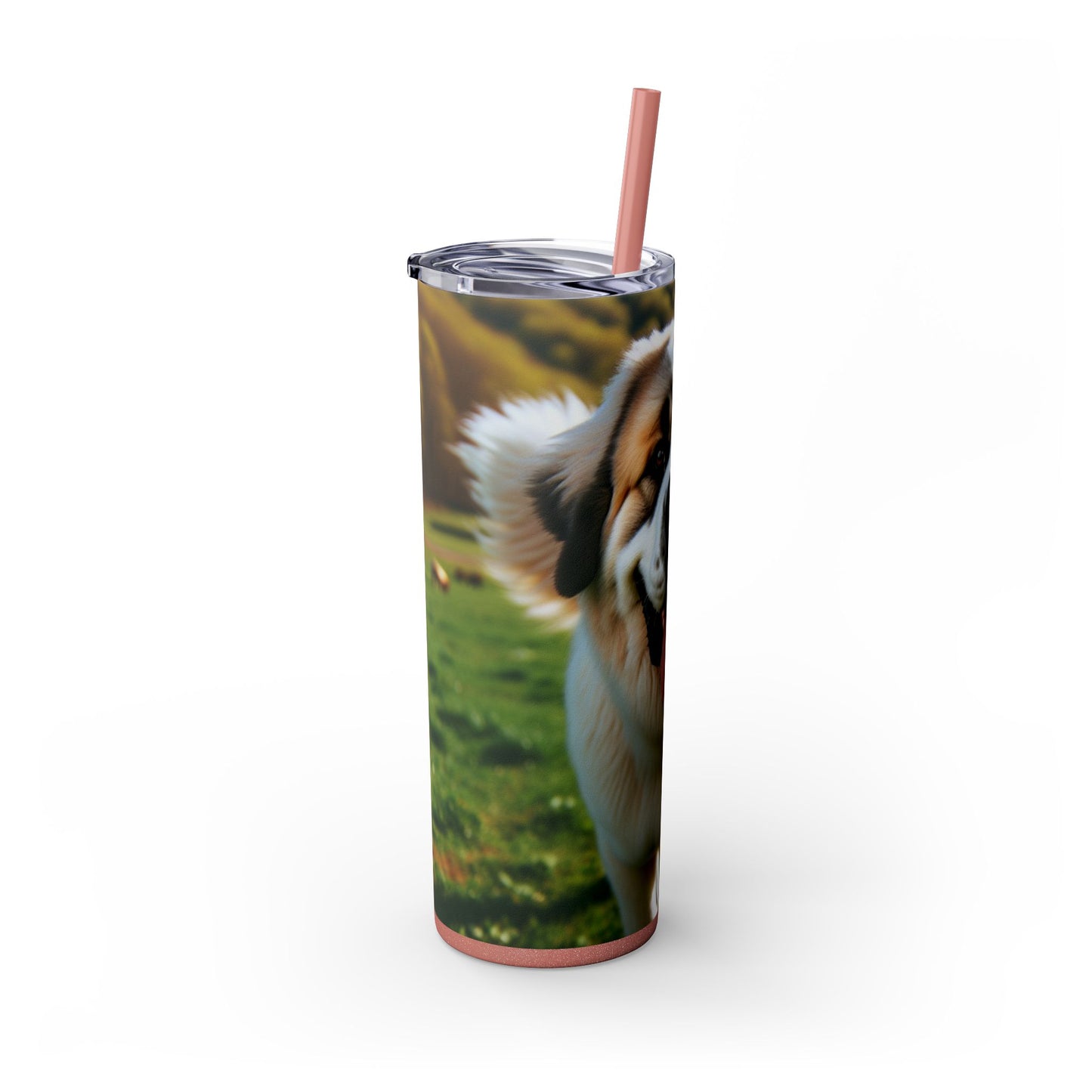 Pyrenean Mastiff Skinny Tumbler with Straw, 20oz