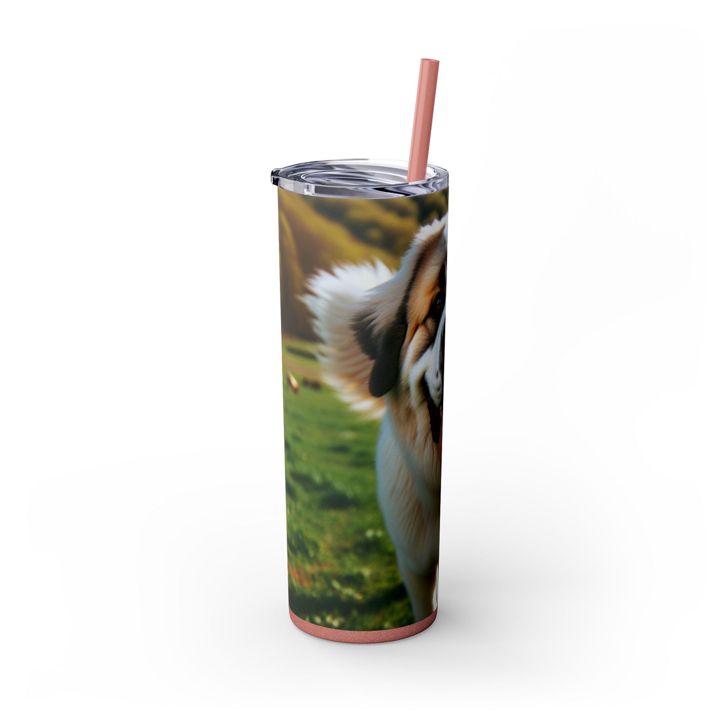 Pyrenean Mastiff Skinny Tumbler with Straw, 20oz