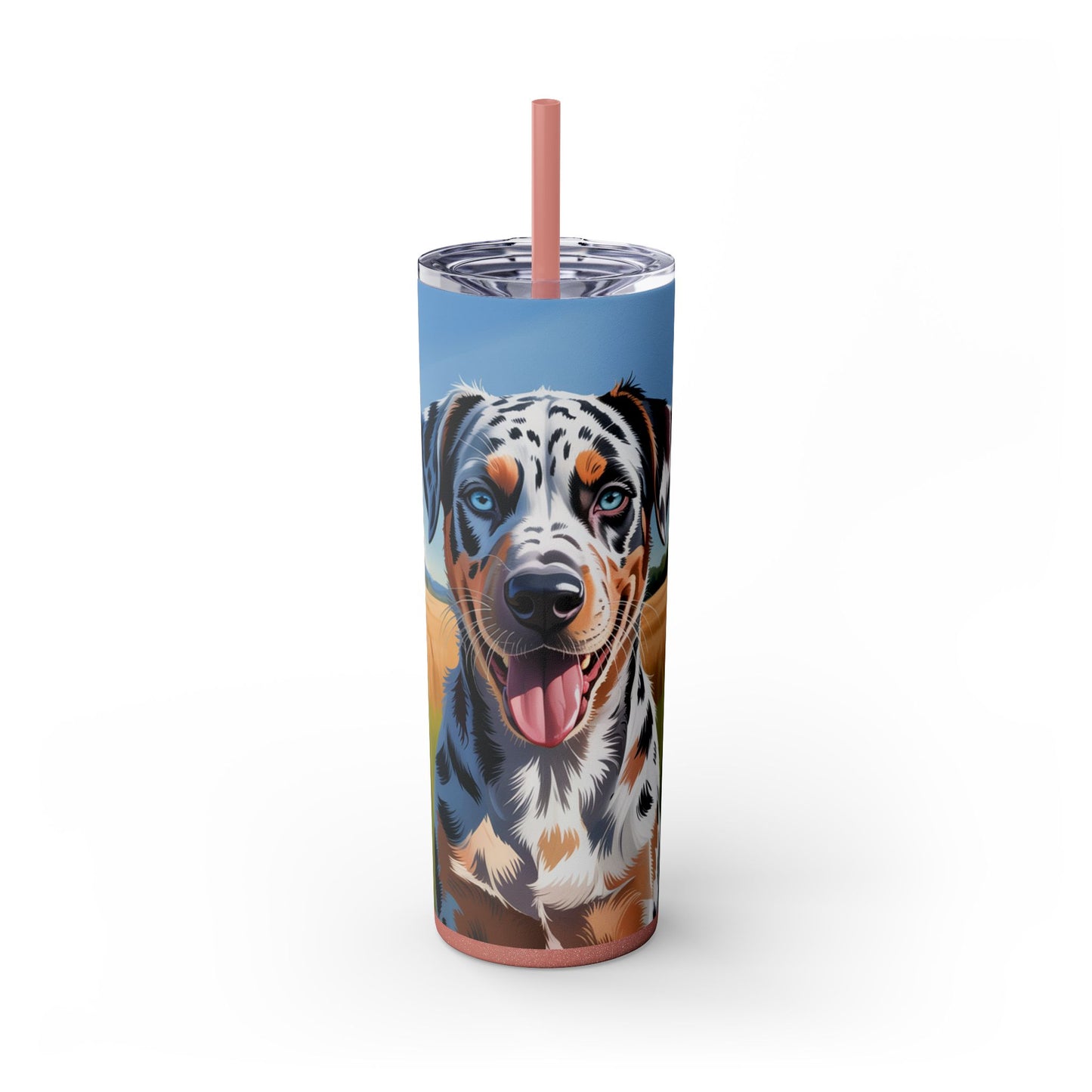 Catahoula Leopard Dog Skinny Tumbler with Straw, 20oz