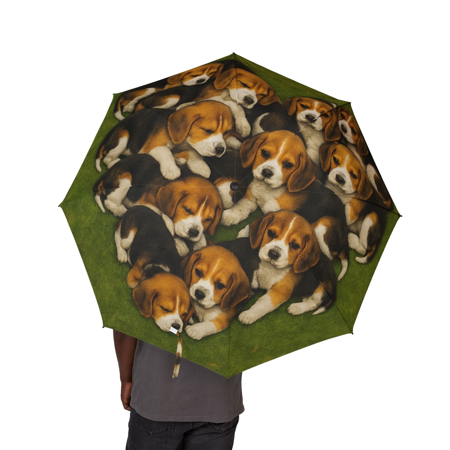 Beagle puppies Semi-Automatic Foldable Umbrella