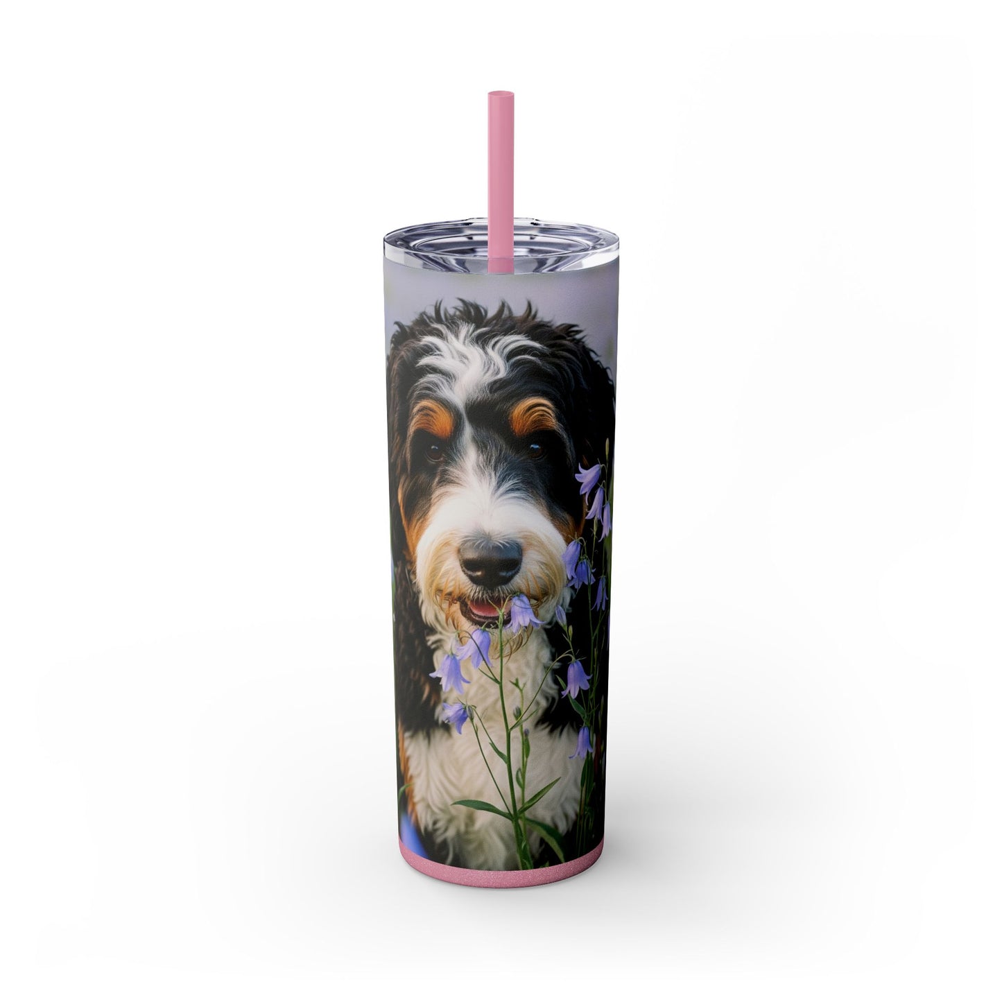 Bernedoodle Skinny Tumbler with Straw, 20oz