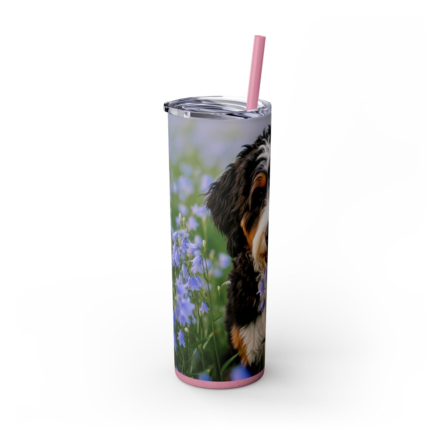 Bernedoodle Skinny Tumbler with Straw, 20oz