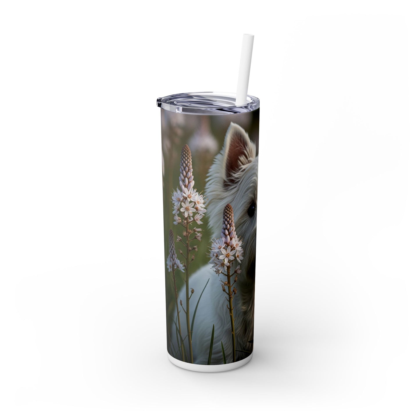 West Highland White Terrier Skinny Tumbler with Straw, 20oz