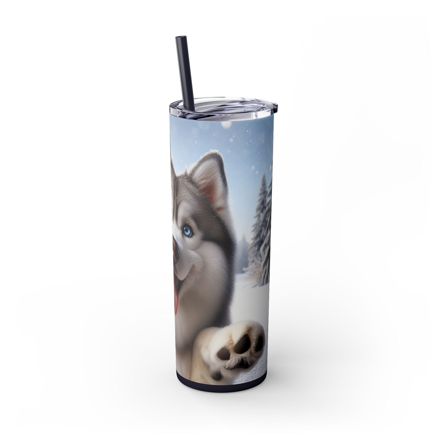 Siberian Husky Skinny Tumbler with Straw, 20oz